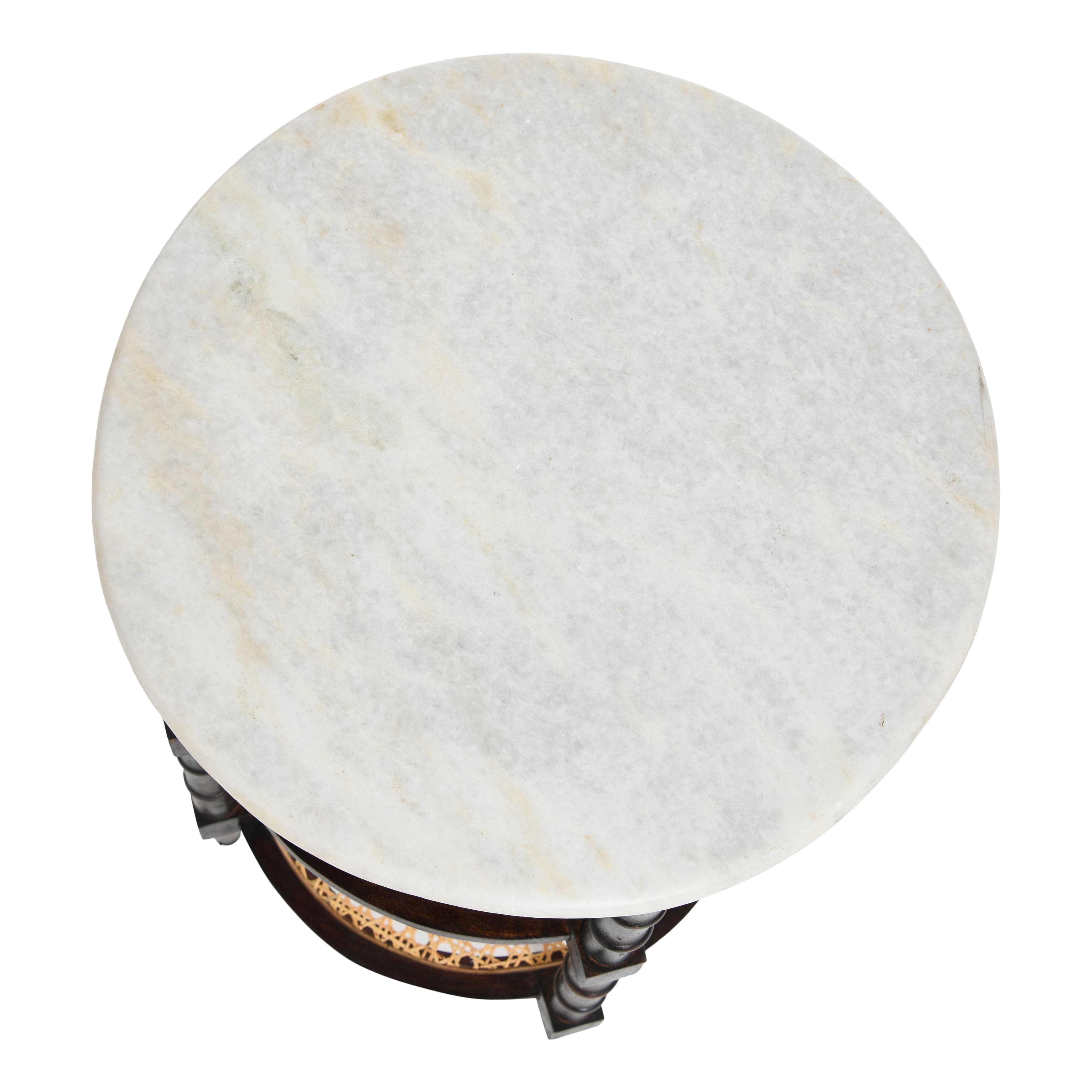 Hello Honey&#xAE; 28&#x22; Round Wood End Table with Marble Top