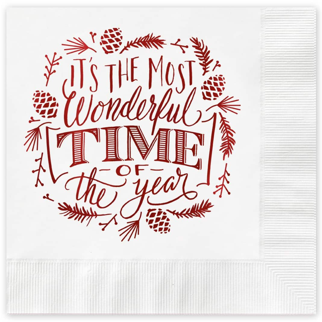 JAM Paper White Most Wonderful Time Holiday Beverage Napkins, 25ct. | Michaels®