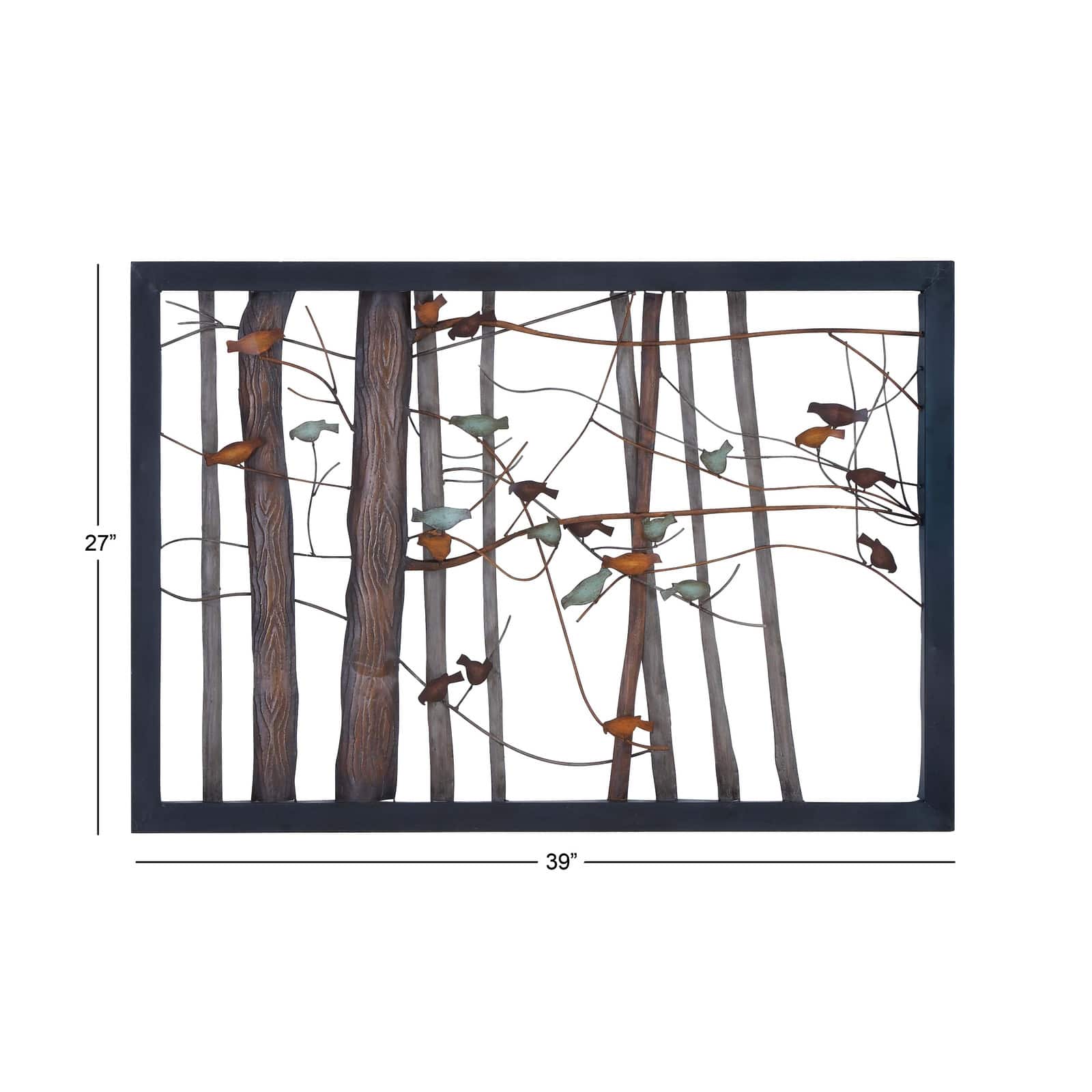 Multicolor Metal Farmhouse Birds Wall Decor