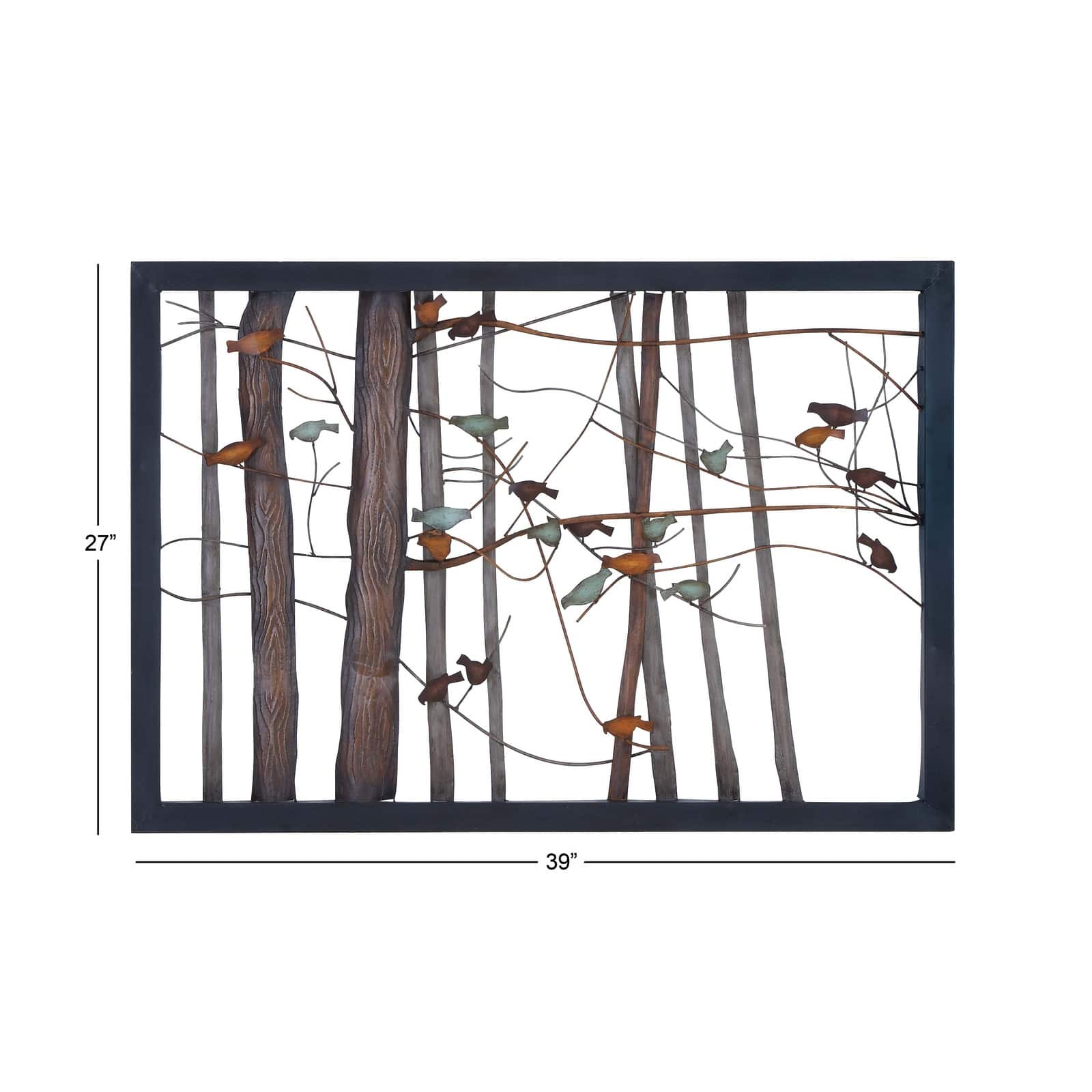 Multicolor Metal Farmhouse Birds Wall Decor