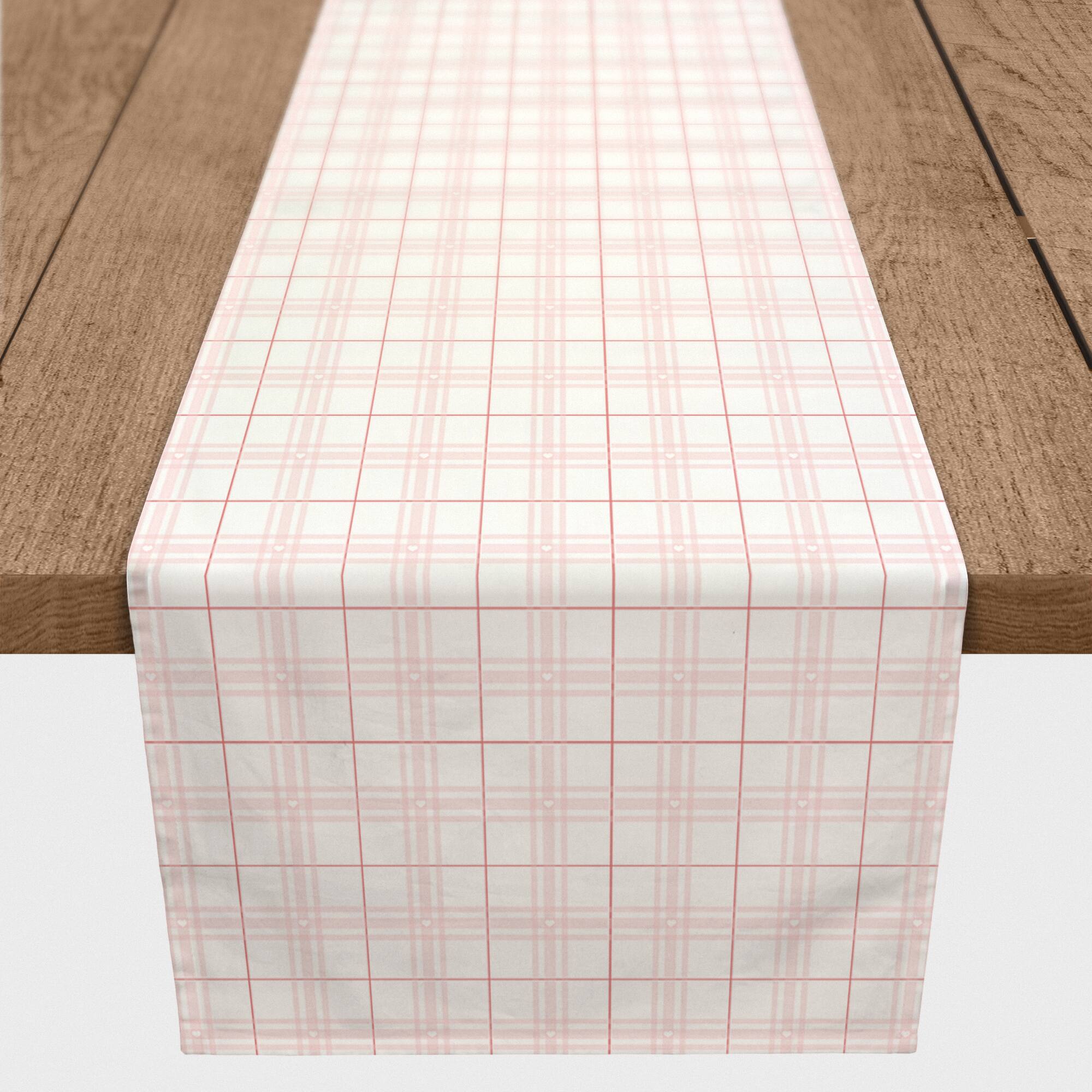 90&#x22; Pink &#x26; White Plaid Valentine&#x27;s Day Table Runner