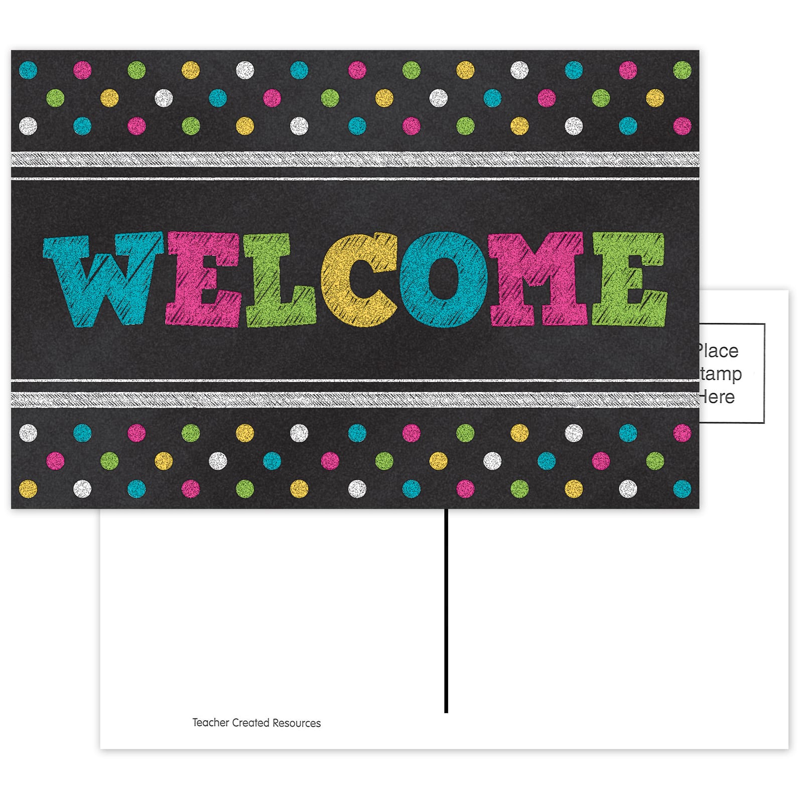 Teacher Created Resources Chalkboard Brights Welcome Postcards, 6 Packs of 30