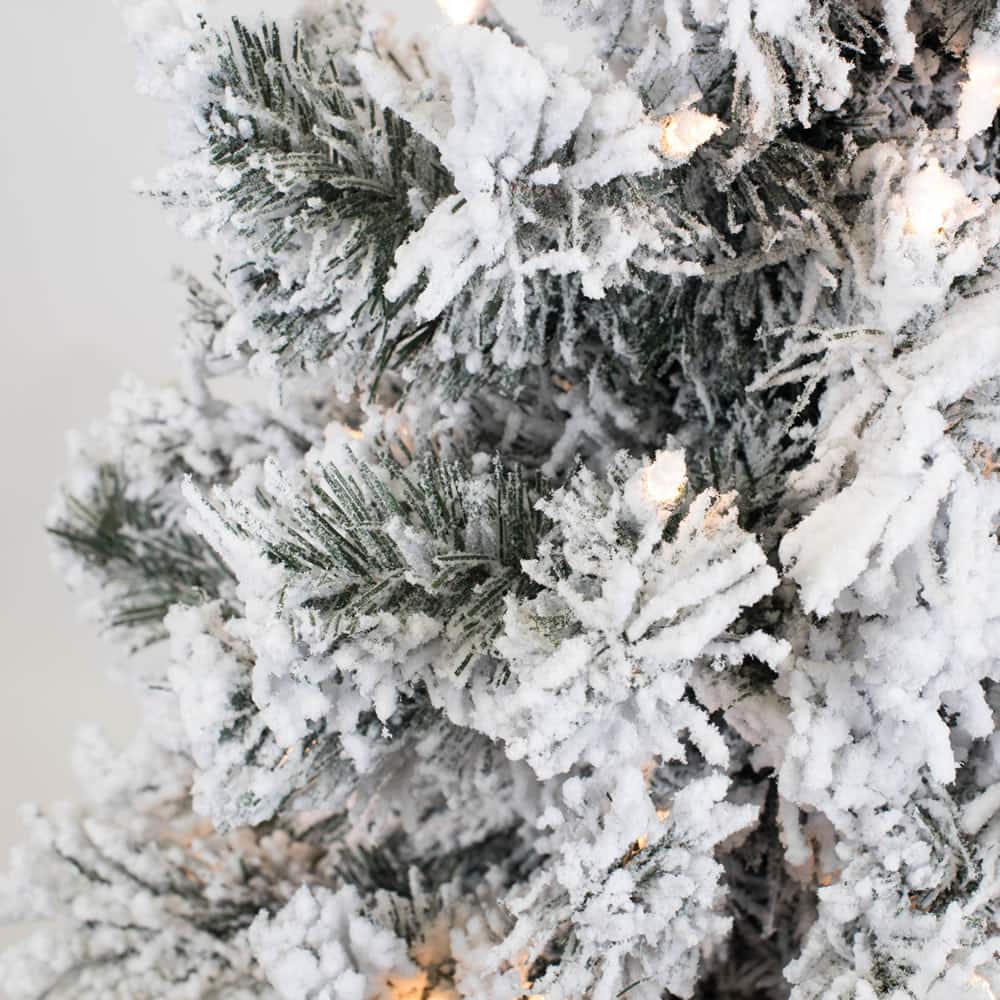 3ft. Pre-Lit Flocked Alaskan Pine Artificial Christmas Tree, Clear Dura-Lit&#xAE; Lights