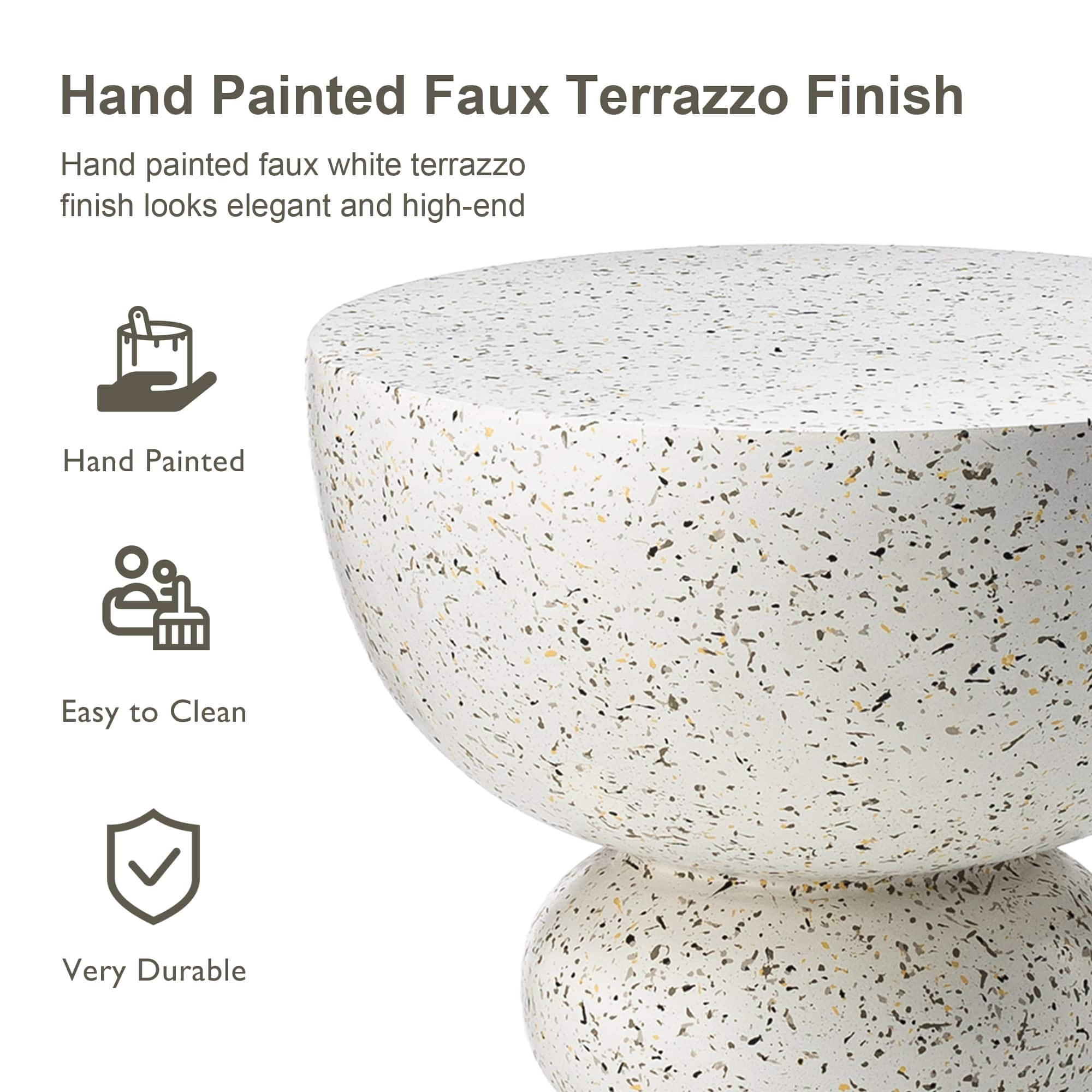 Glitzhome&#xAE; 17.25&#x22; Terrazzo Garden Accent Stool