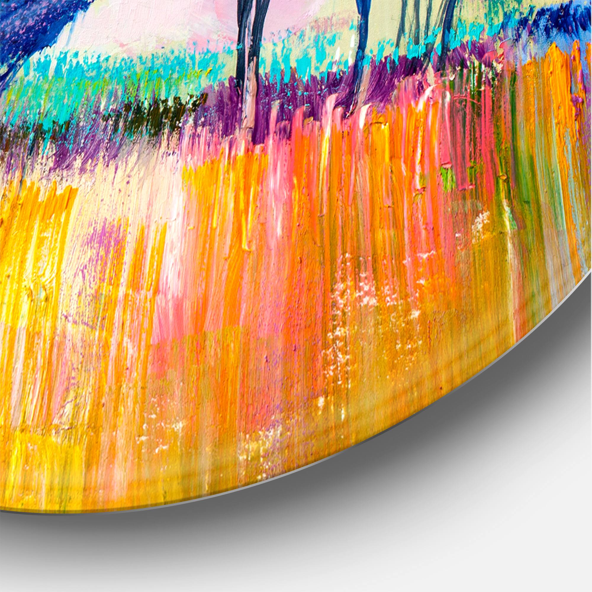 Designart - Autumn Fantasy Trees IV - Modern Metal Circle Wall Art