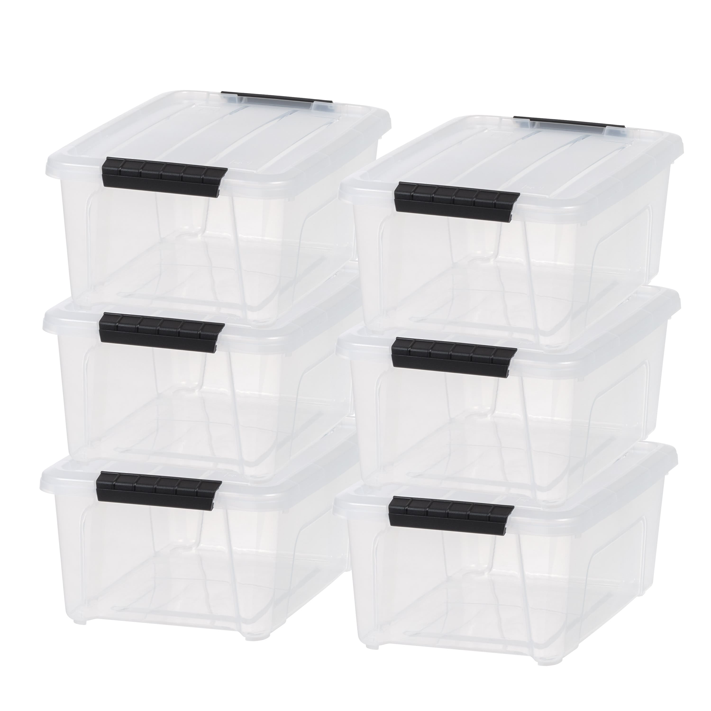 IRIS&#xAE; 13.5qt. Buckled Clear Boxes with Clear Buckle Lids, 6ct.