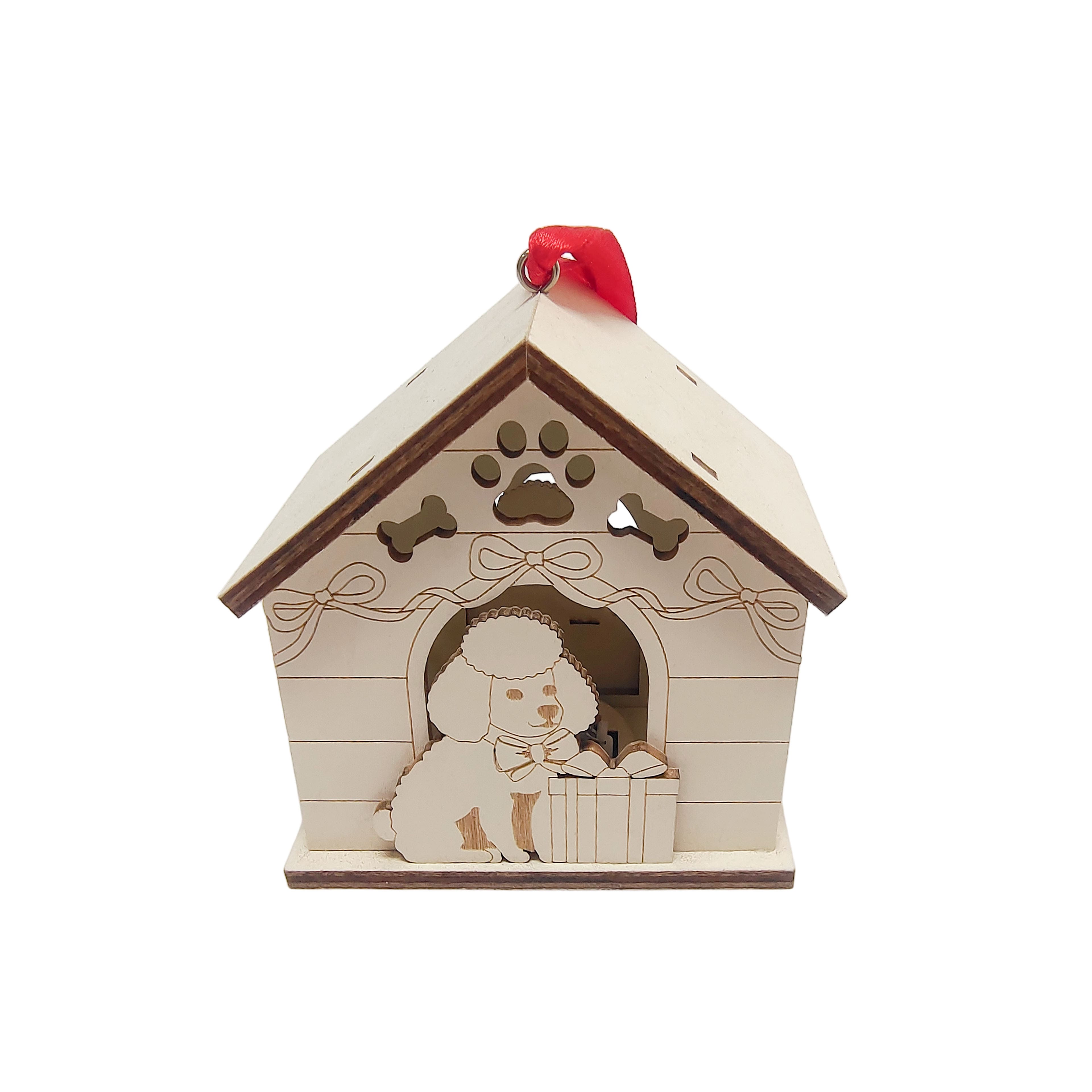 3.75&#x22; Unfinished Dog House DIY LED Wood Ornament by Make Market&#xAE;