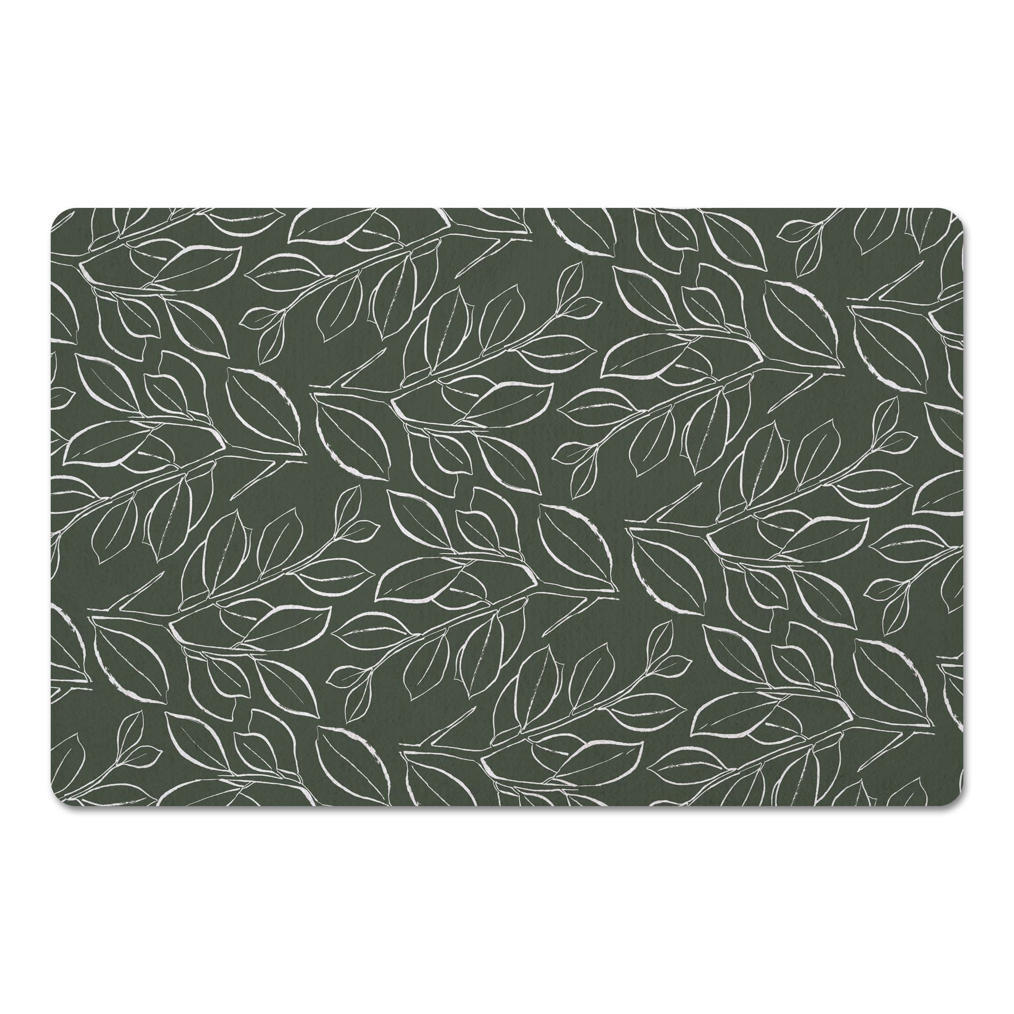 Sage Lined Leaves Floor Mat