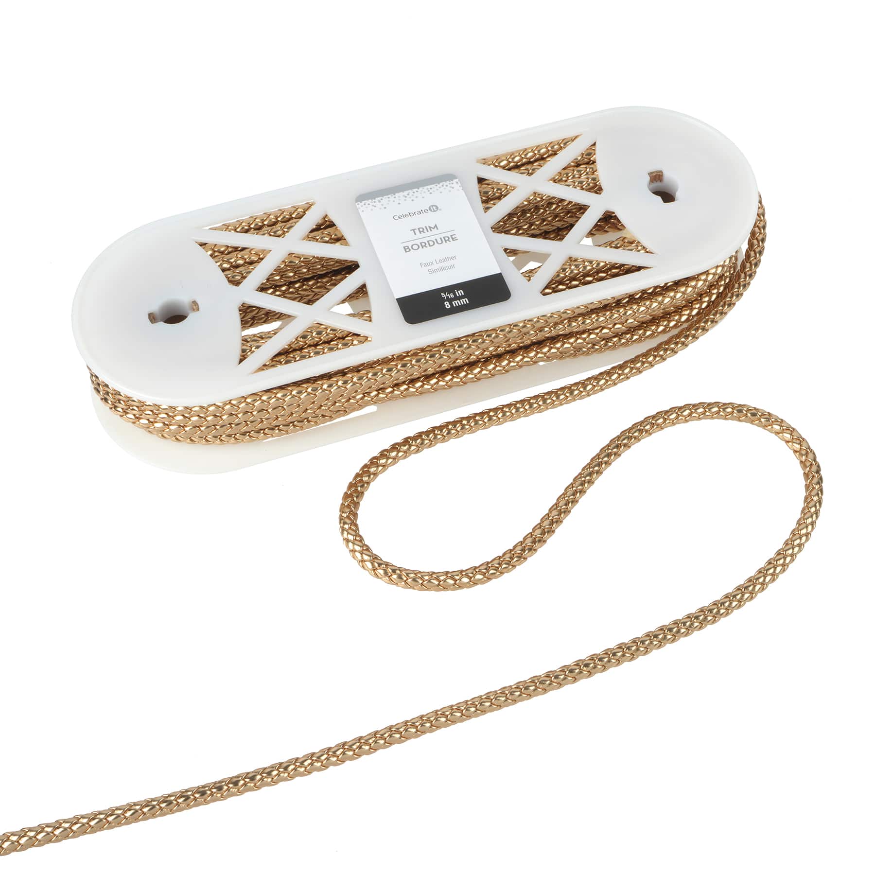 5/16&#x22; Gold Faux Leather Trim by Celebrate It&#xAE; 