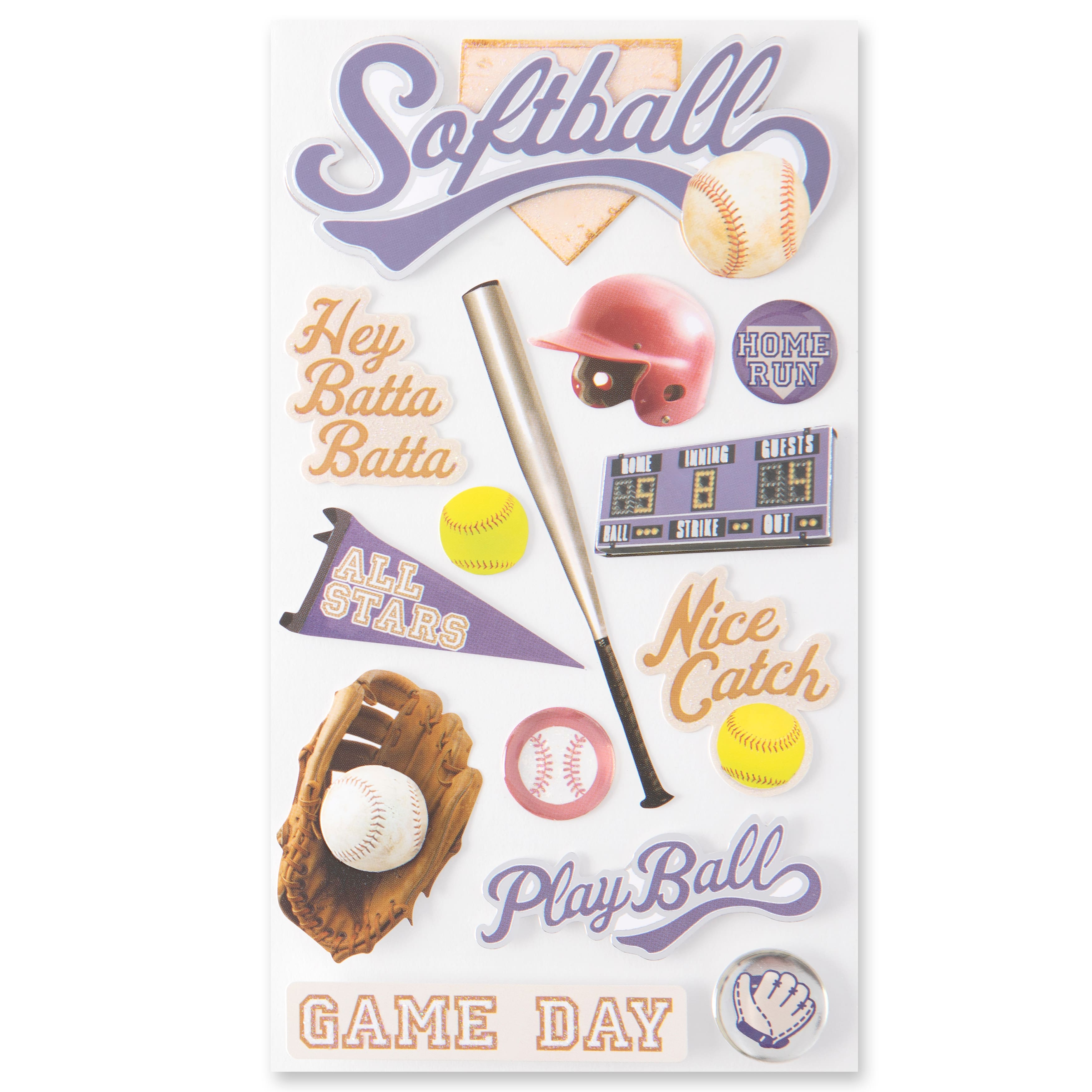 12 Pack: Softball Dimensional Stickers by Recollections™