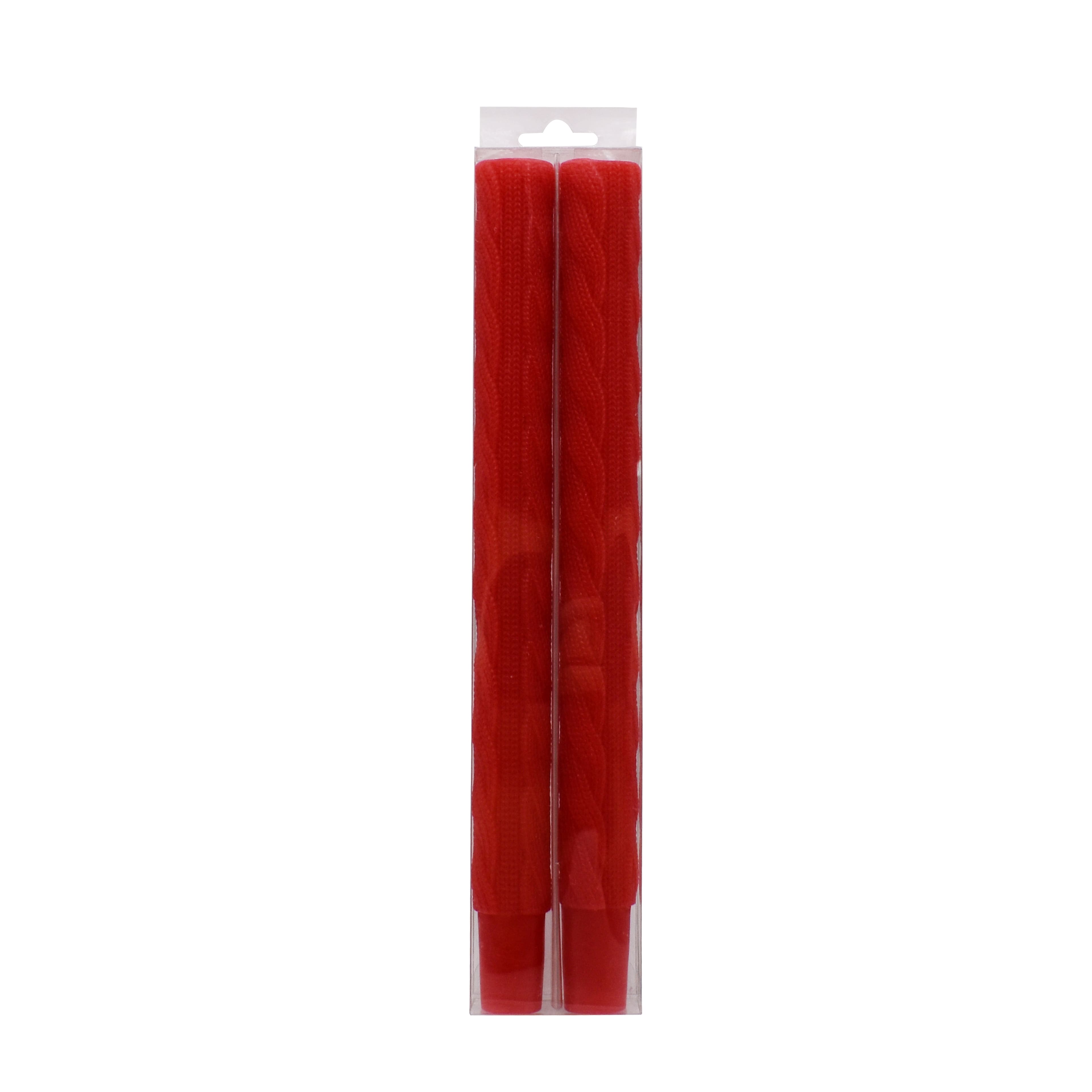 10&#x22; Red Faux Knit Taper Candles, 2ct. by Ashland&#xAE;