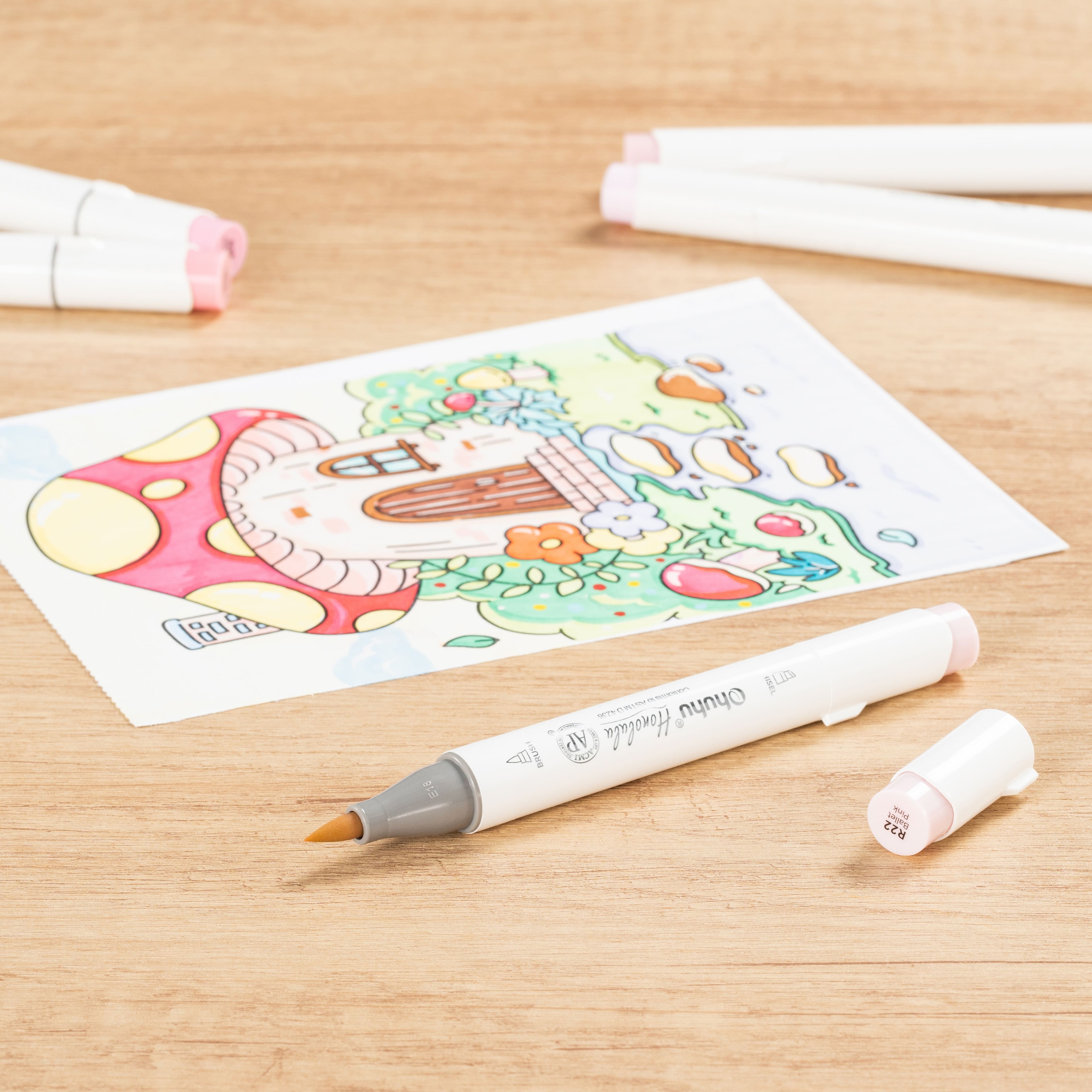 Ohuhu&#xAE; Honolulu Brush &#x26; Chisel Dual Tip Marker