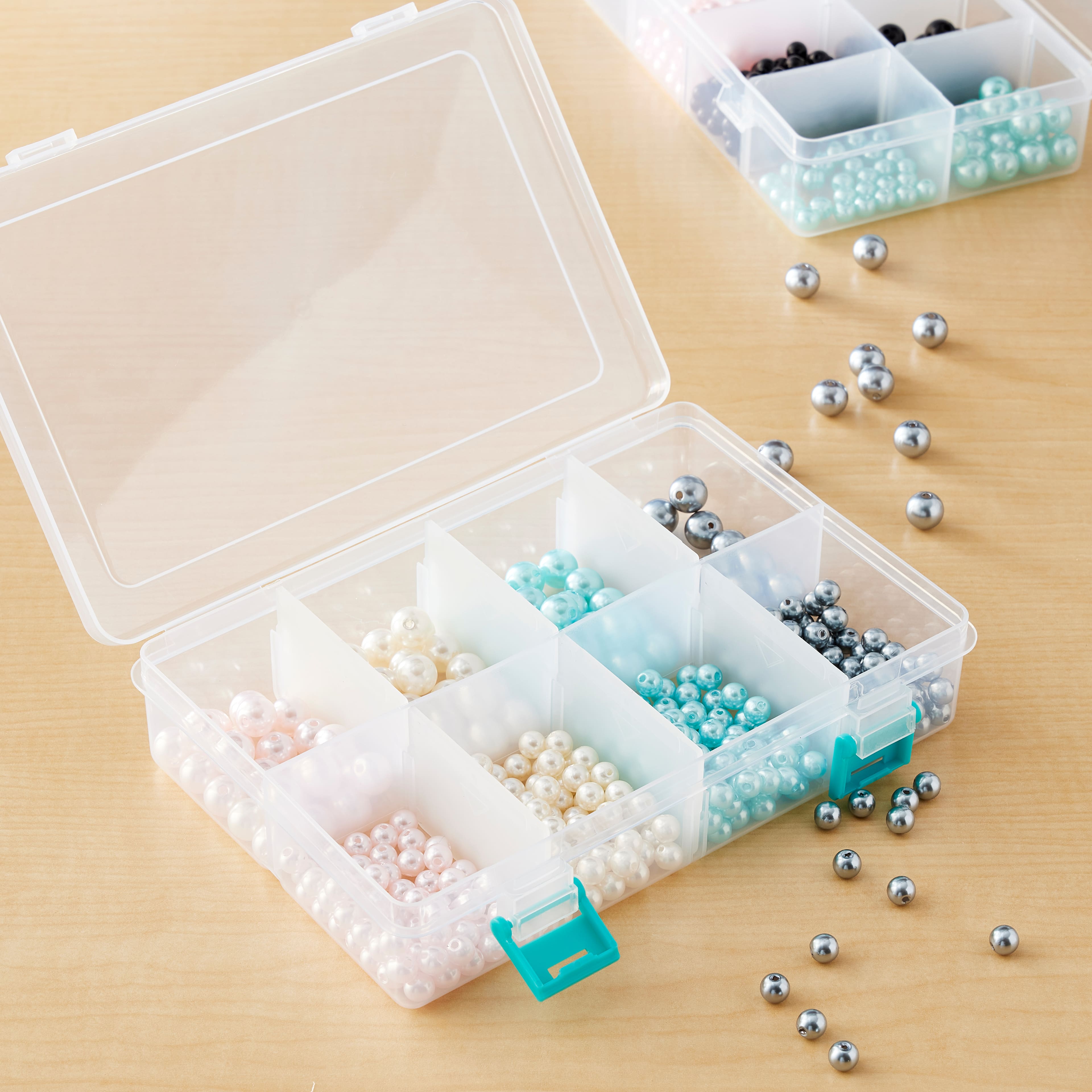 Clear & Turquoise 8-Compartment Storage Box by Bead Landing™