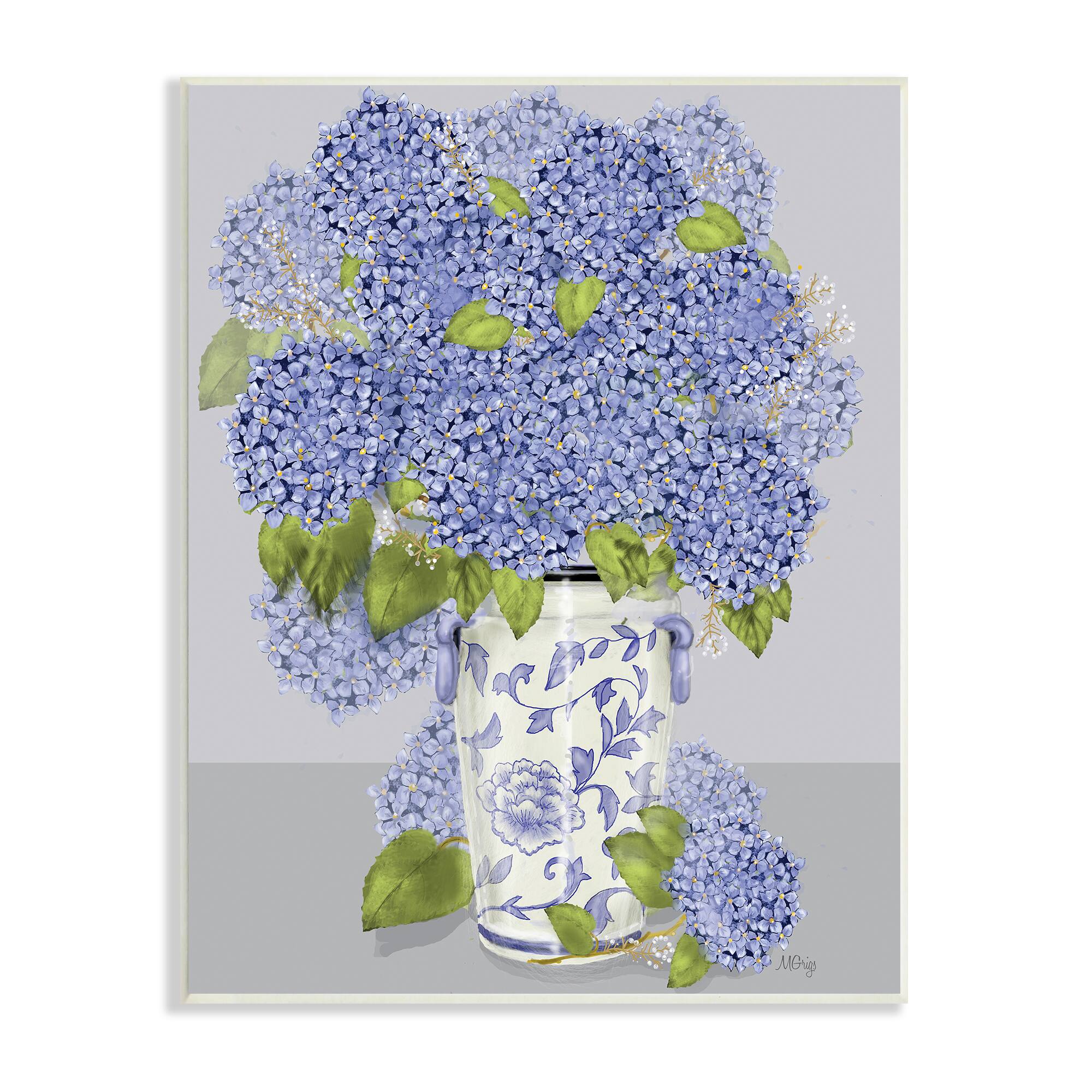 Stupell Industries Blushing Blue Hydrangeas Traditional Farmhouse Vase Still-Life Wall Plaque