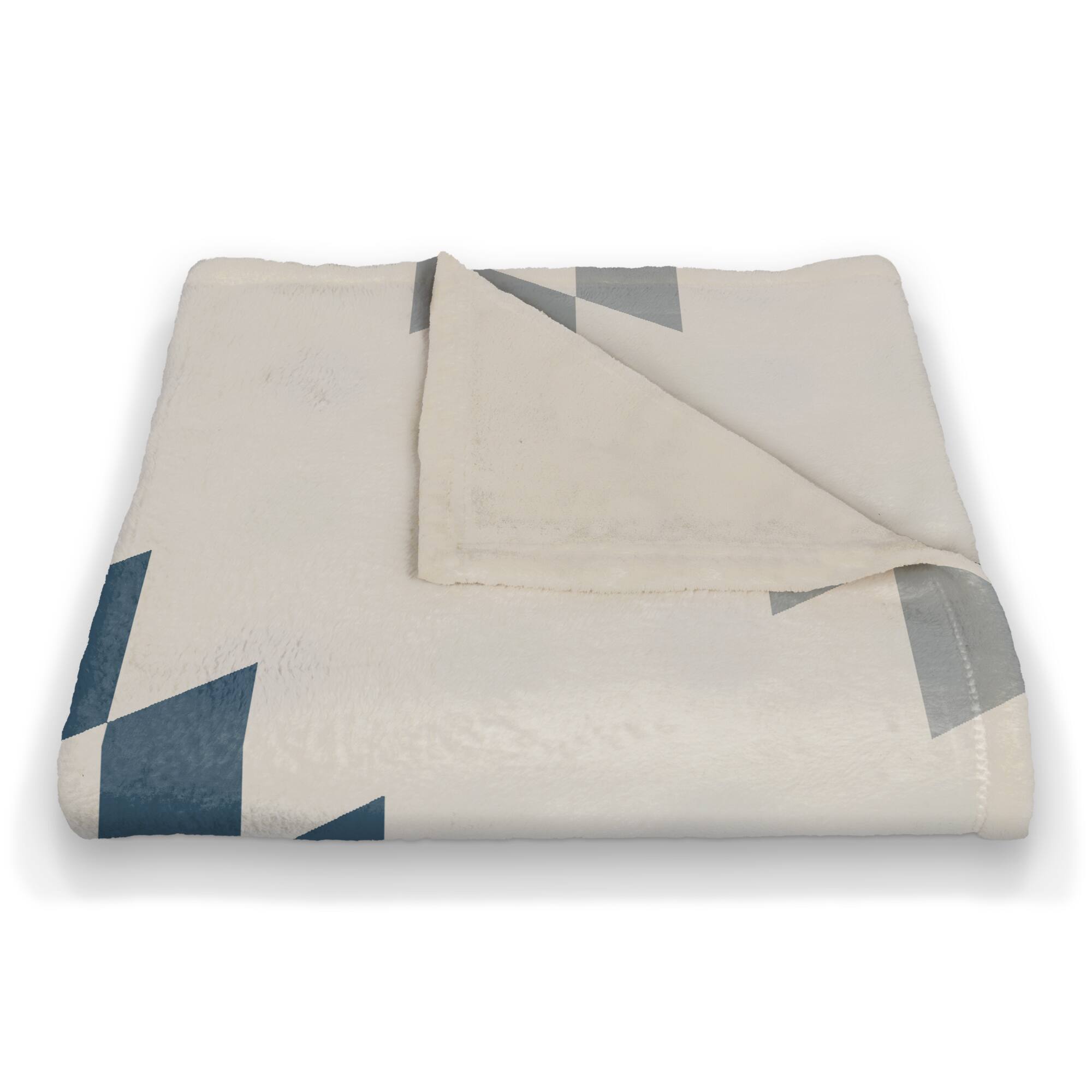 White, Blue & Yellow Southwestern Diamond Pattern Coral Fleece Blanket