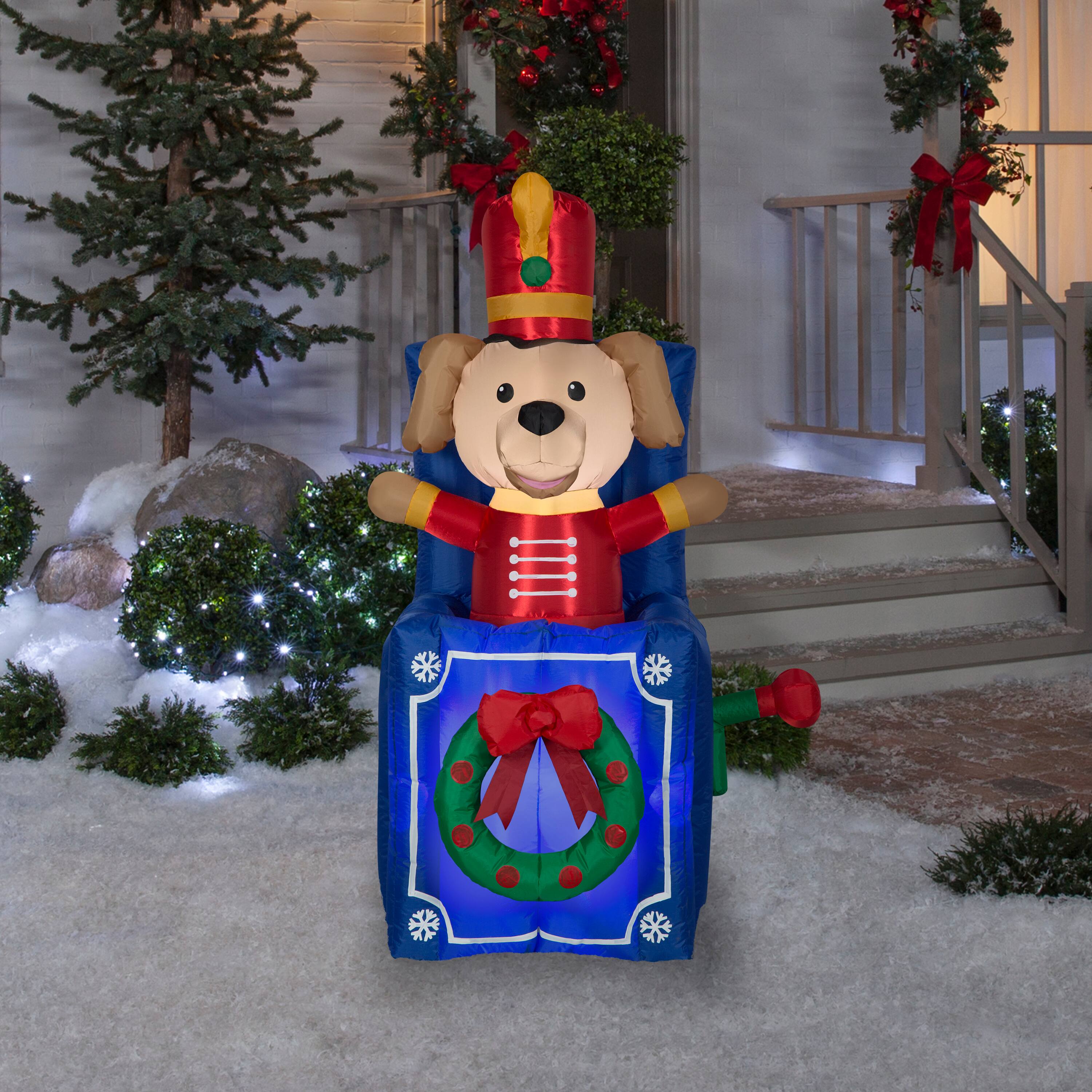 5ft. Animated Airblown&#xAE; Inflatable Christmas Toy Soldier Dog in Pop-Up Box