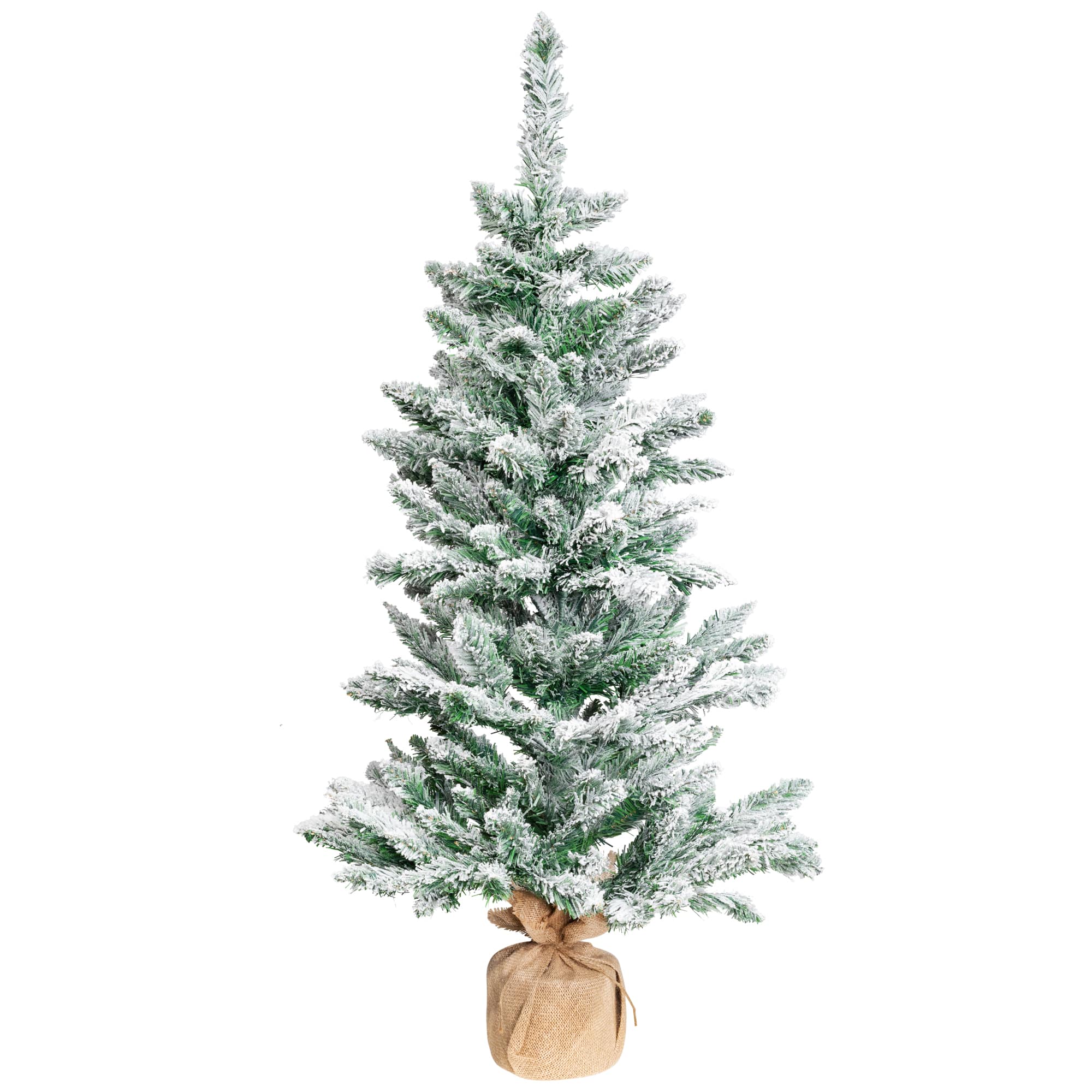 3.5ft. Unlit Frosted Pine Artificial Christmas Tree in Burlap Base 