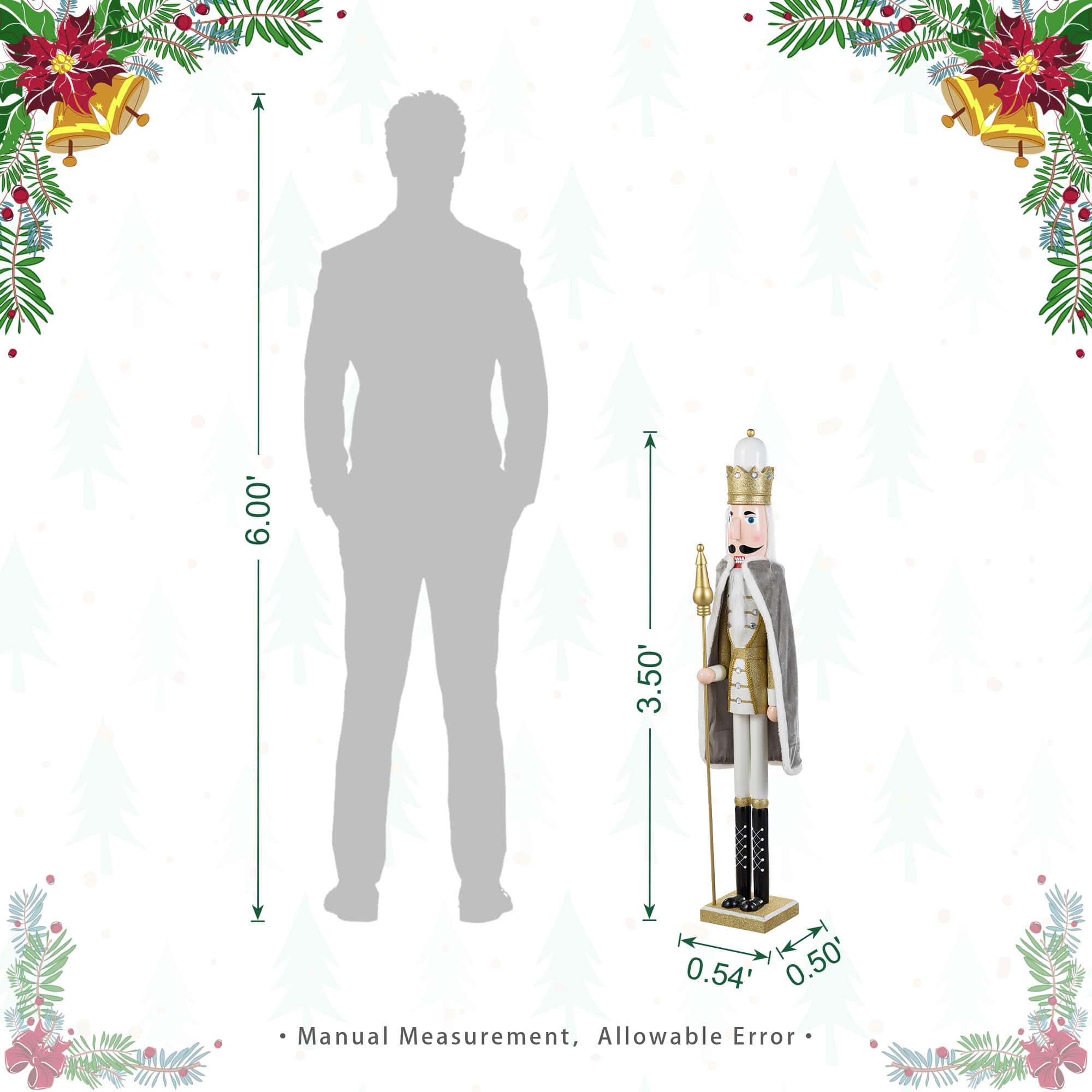 Glitzhome® 42"H Wooden Christmas Gold Dressed King Nutcracker