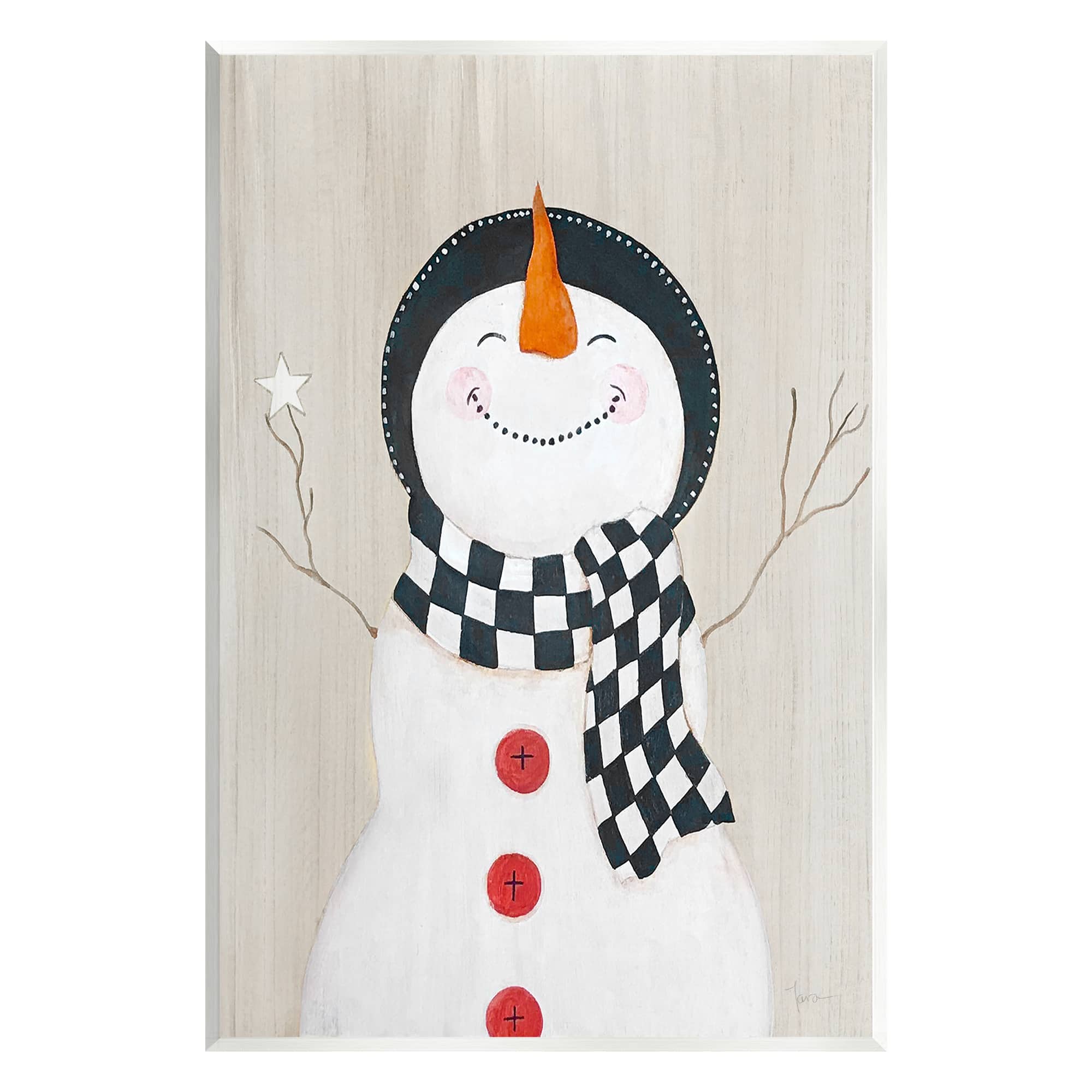 Stupell Industries Happy Smile Winter Snowman Wall Plaque Art