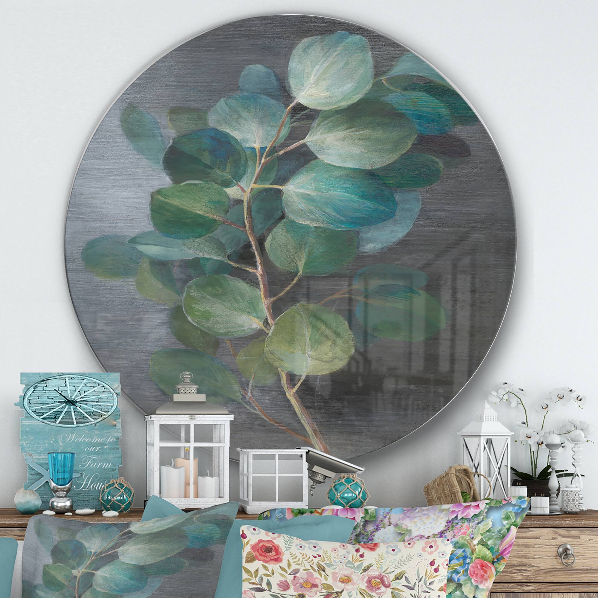 Designart - Fresh leaves I - Farmhouse Metal Circle Wall Art