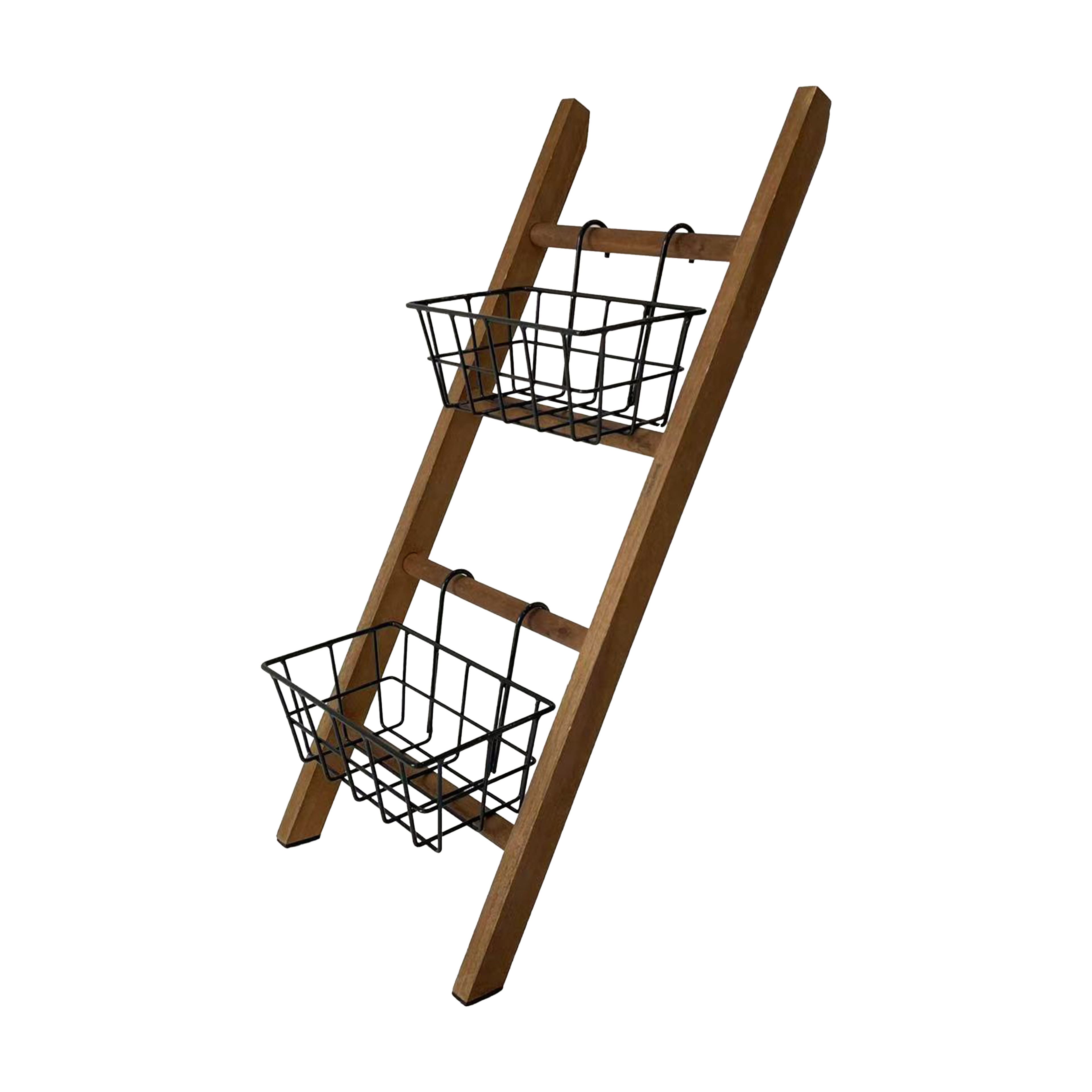 25&#x22; Wooden Decorative Ladder with Metal Baskets by Ashland&#xAE;