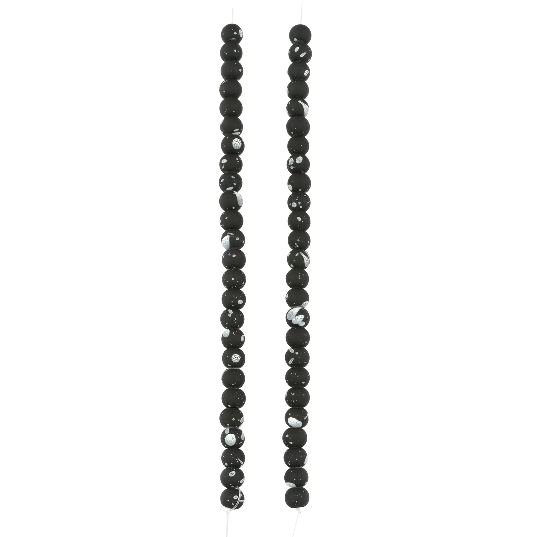 12 Pack: Black & White Matte Glass Round Beads, 7mm by Bead Landing™