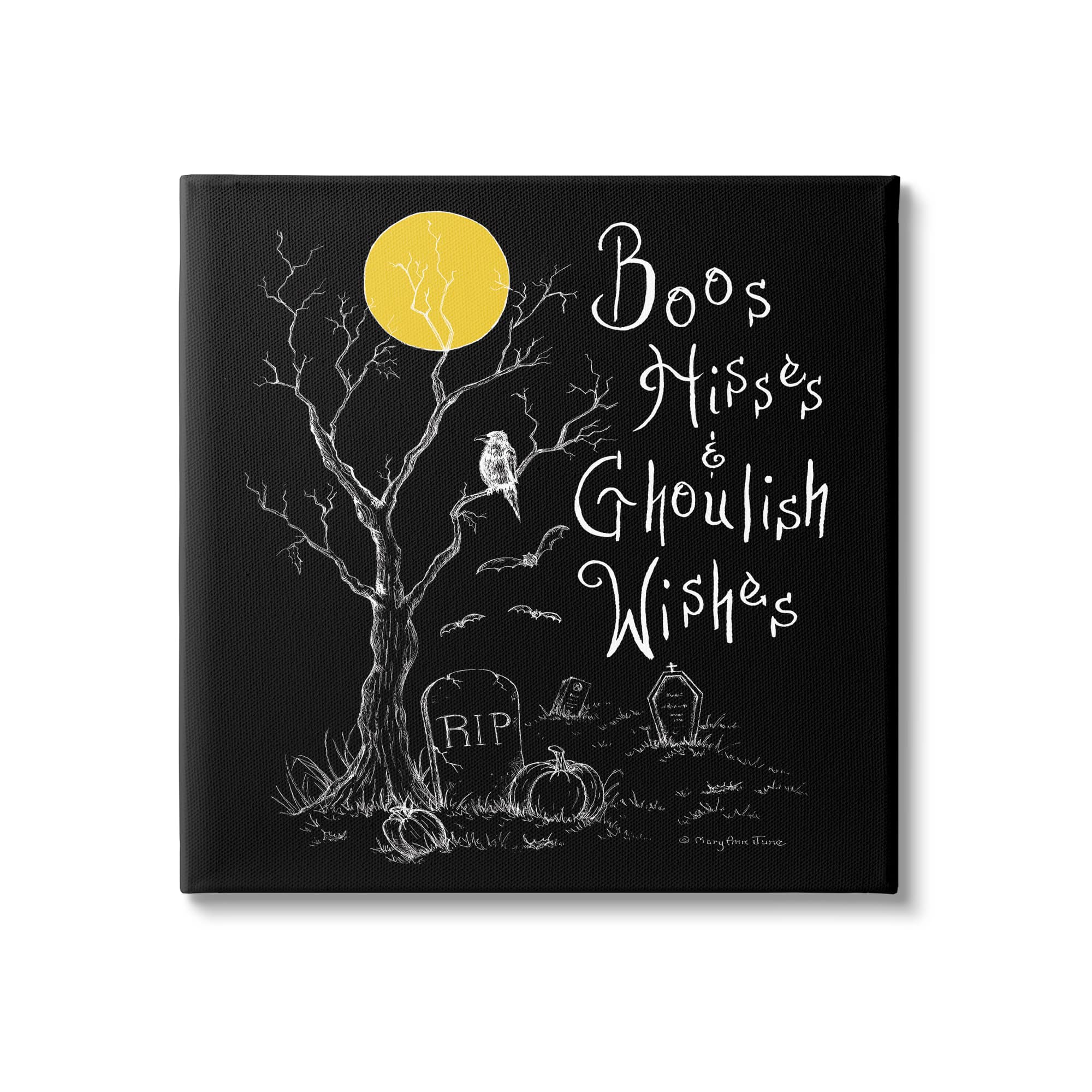 Stupell Industries Spooky Dark Halloween Phrase Canvas Wall Art