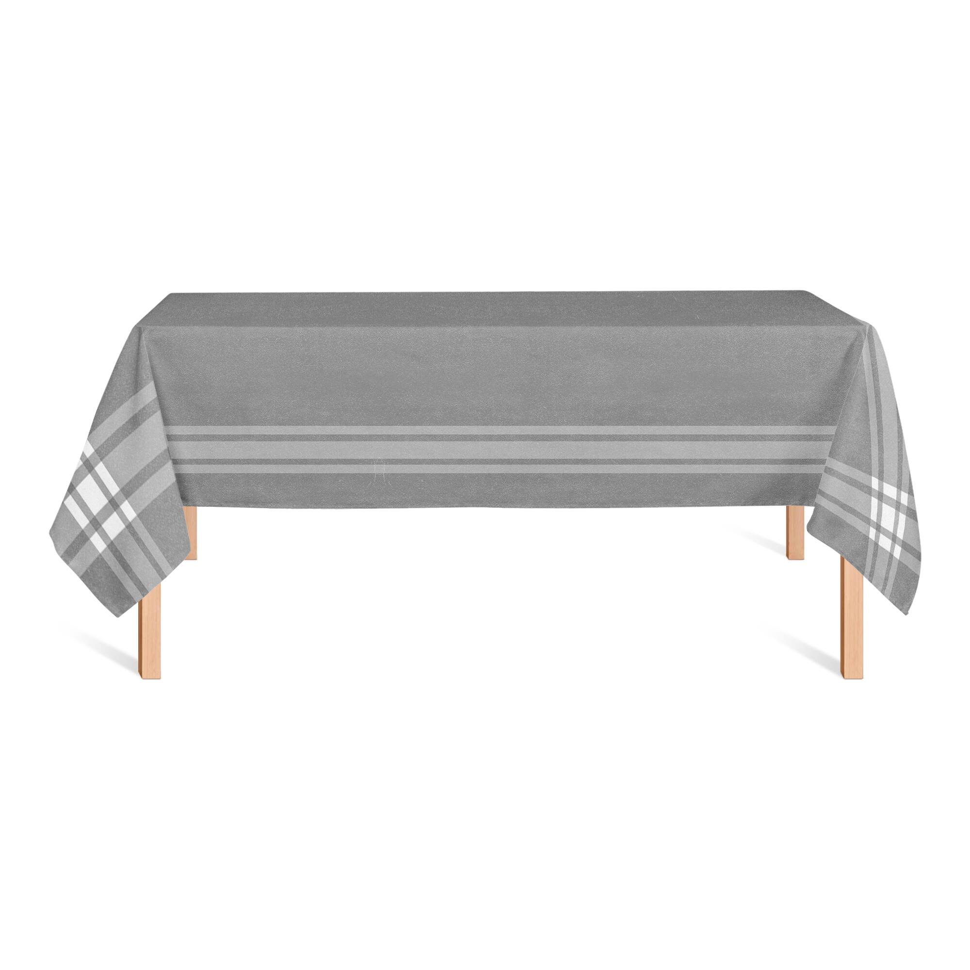 Gray &#x26; White Simple Stripes Tablecloth