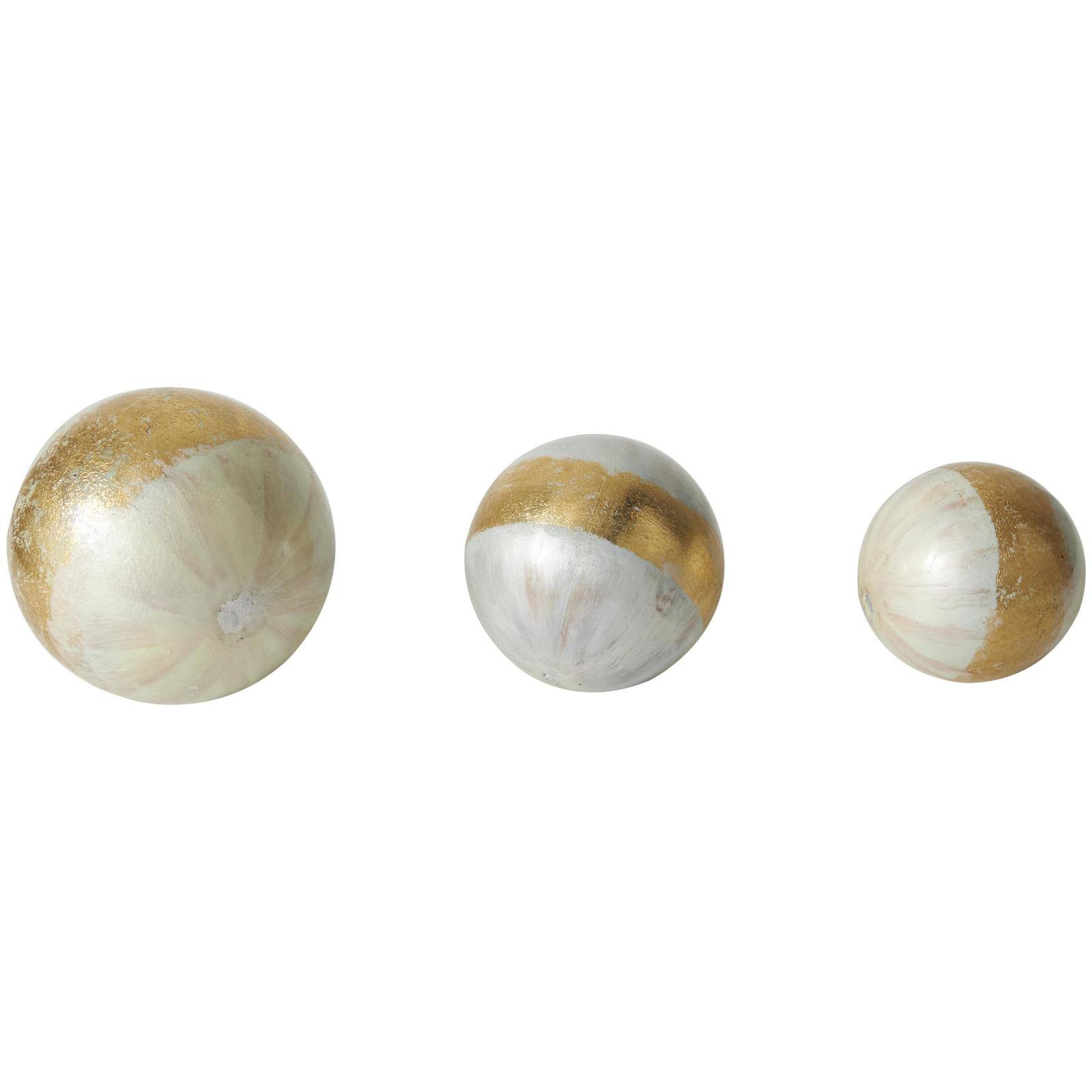 White with Gold Stripe Abstract Brushed Decorative Orbs &#x26; Vase Filler Set