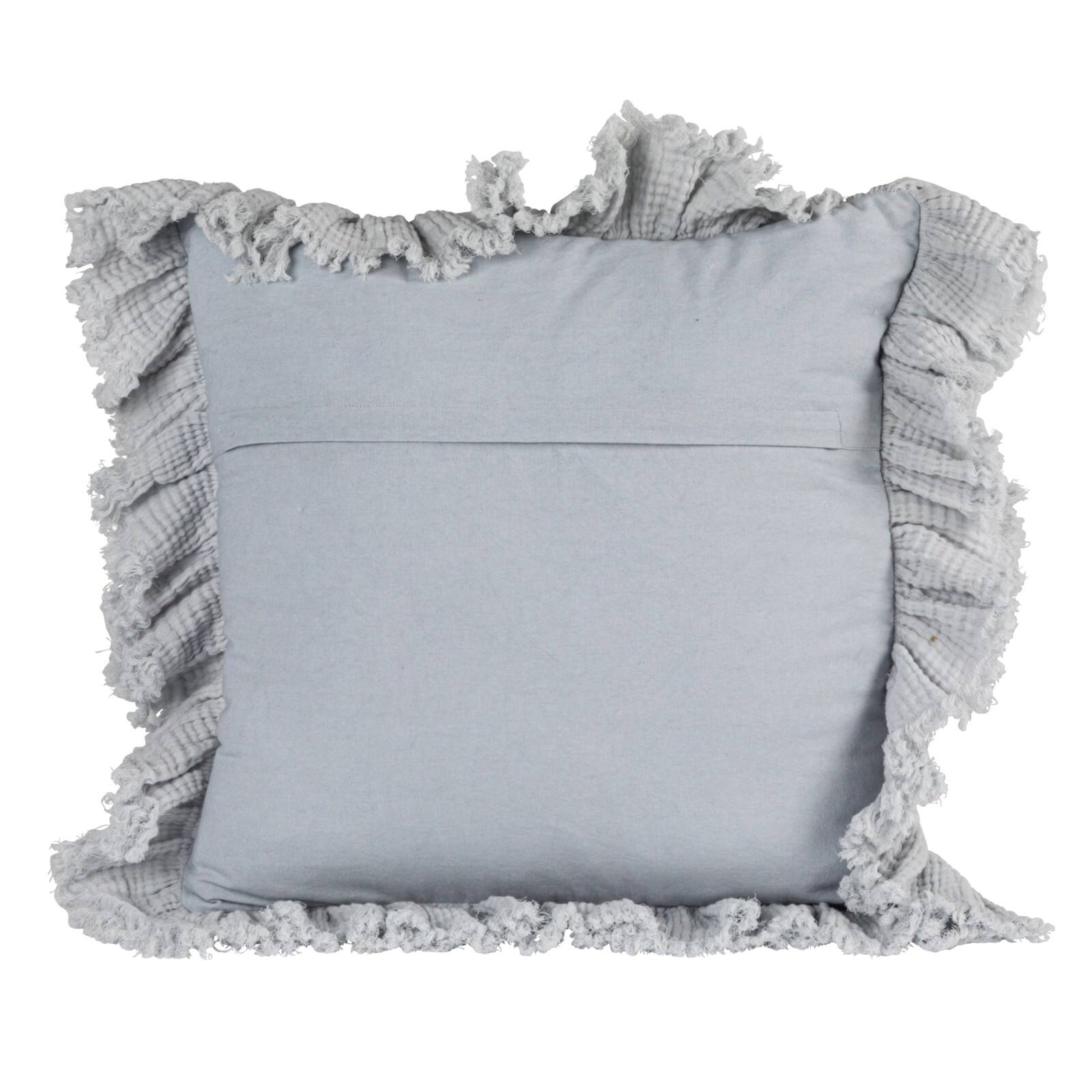 Hello Honey® Light Blue Cotton Throw Pillow with Ruffled Trim