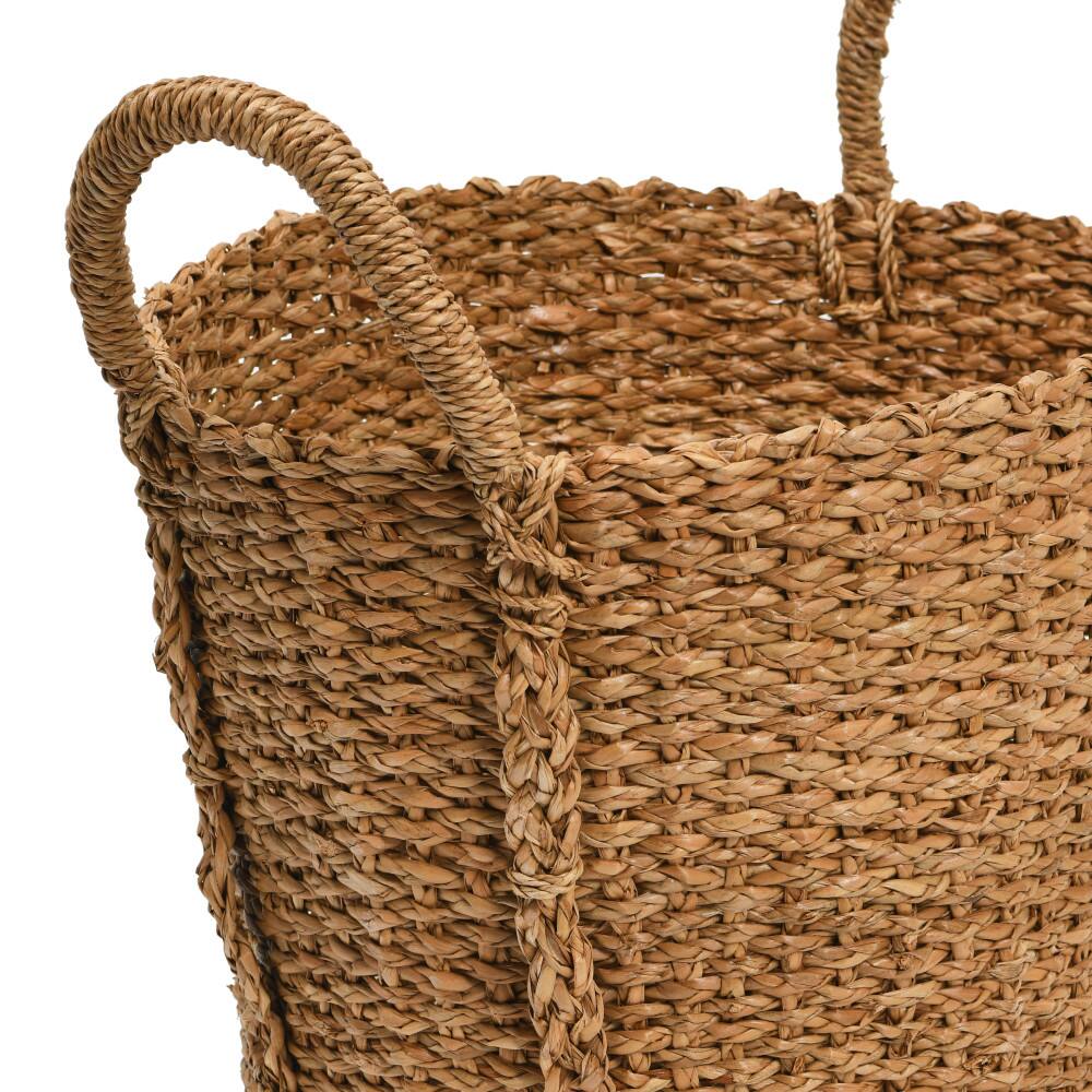 Hello Honey® Natural Handwoven Bankuan Basket with Braided Handles Set