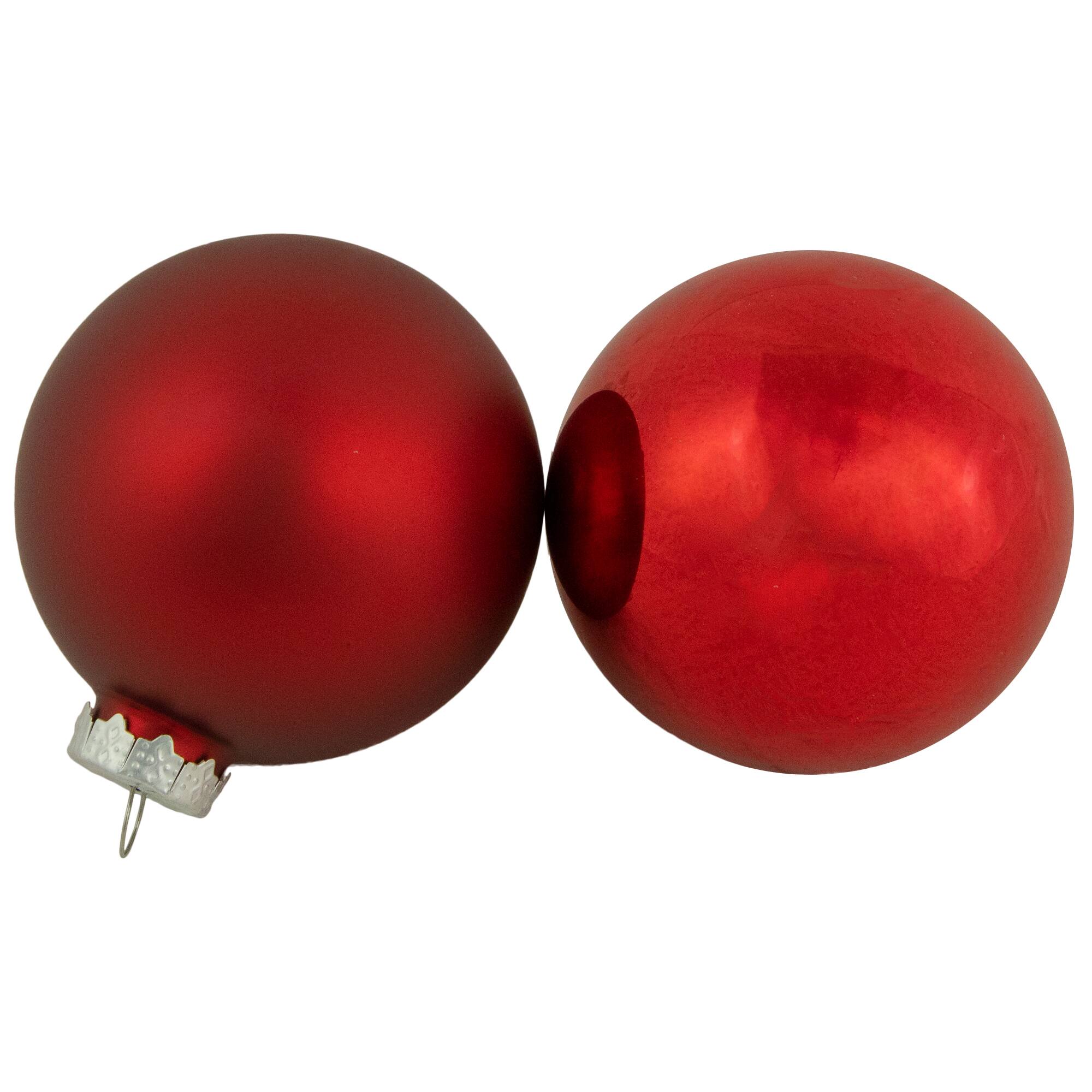 96ct. 3&#x22; Red &#x26; White 3-Finish Glass Ball Ornaments