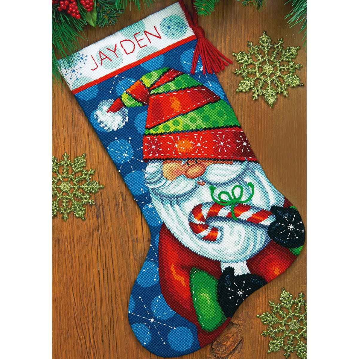 Santa and Toys Needlepoint Christmas Stocking Kit