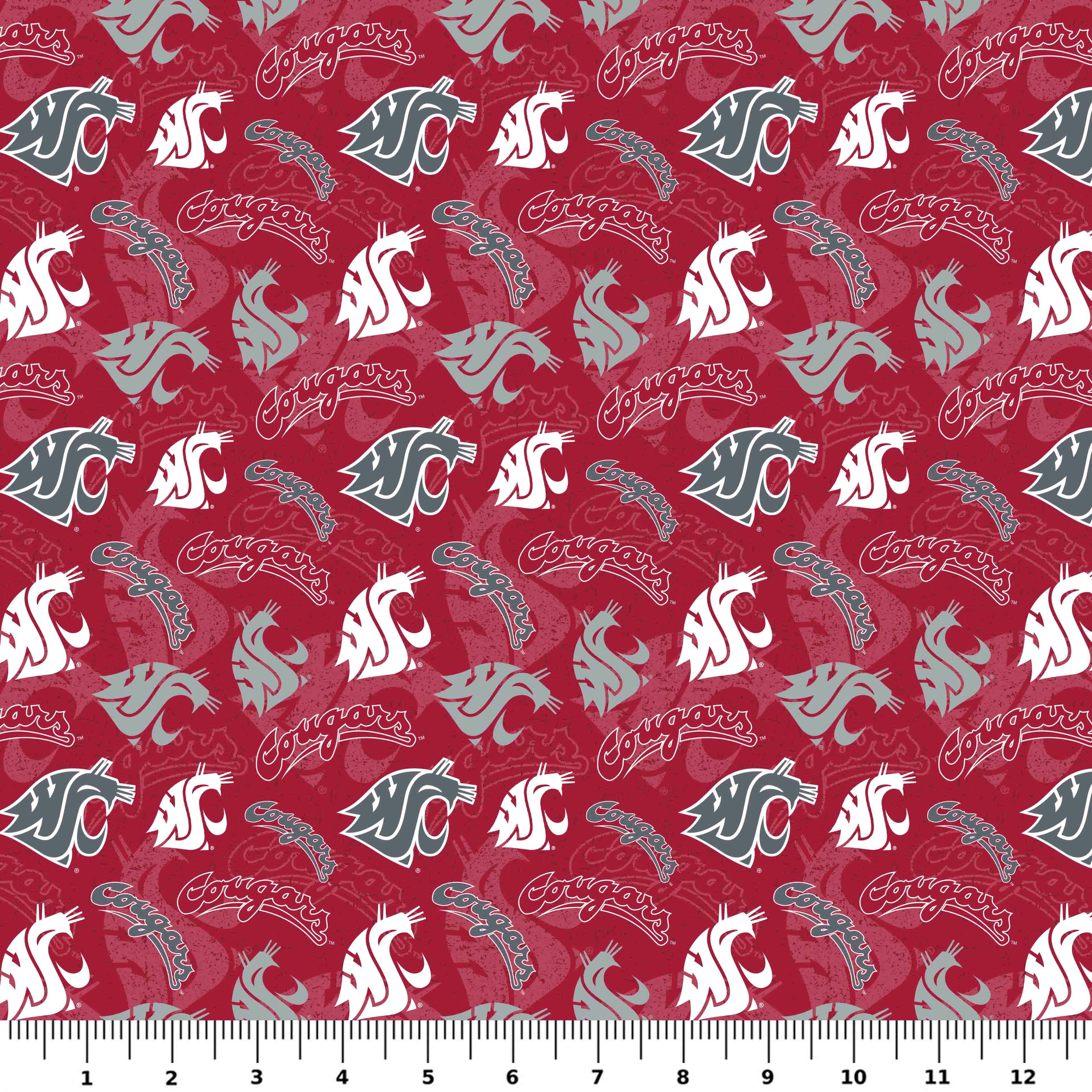 NCAA Washington State University Cougars Cotton Fabric