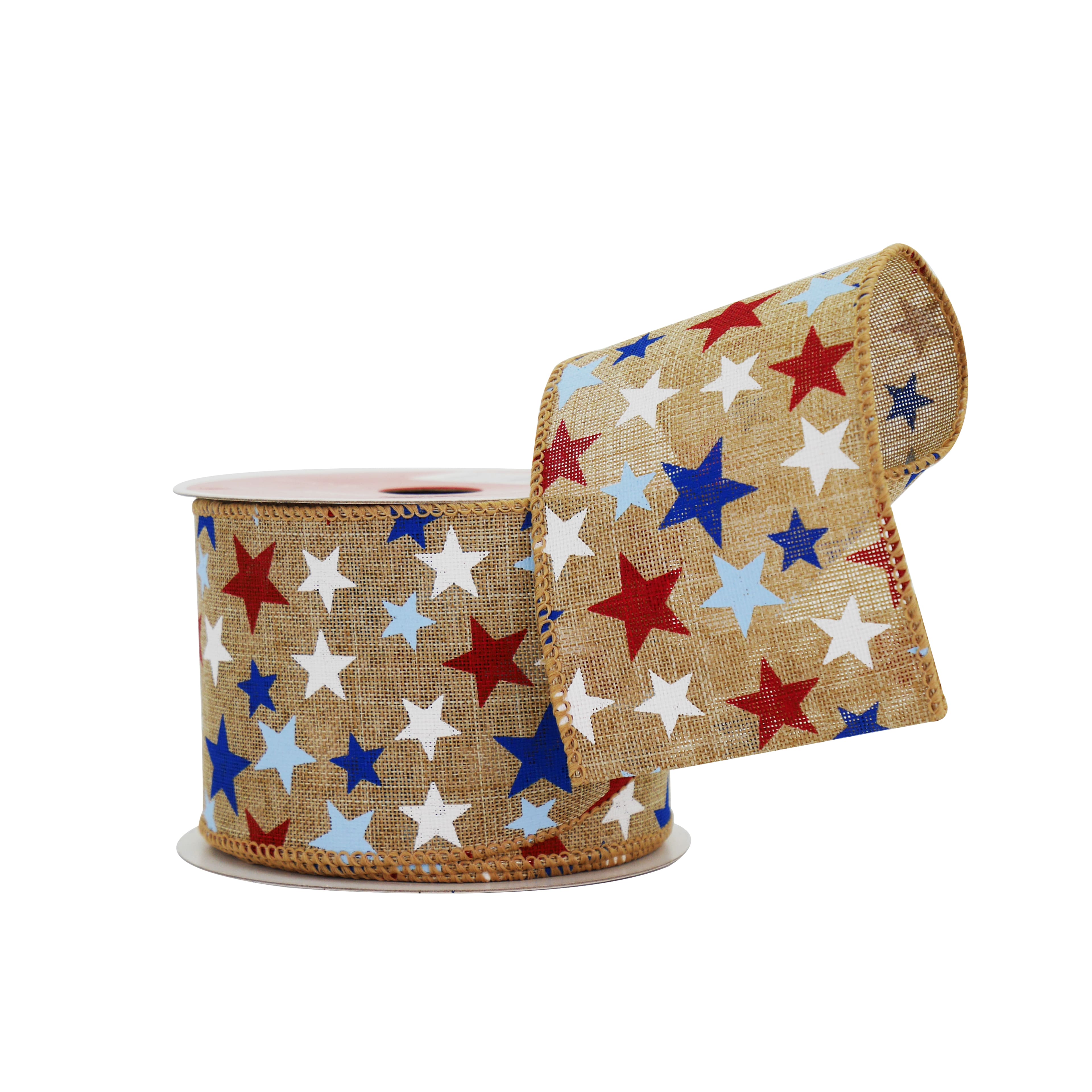 9.5" x 3.3yd. White Stars Faux Burlap Mesh by Celebrate It™
