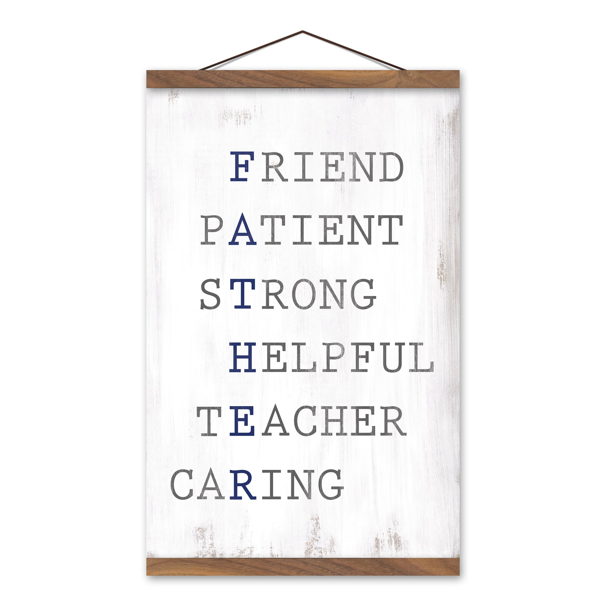 Father Acrostic Teak Hanging Canvas