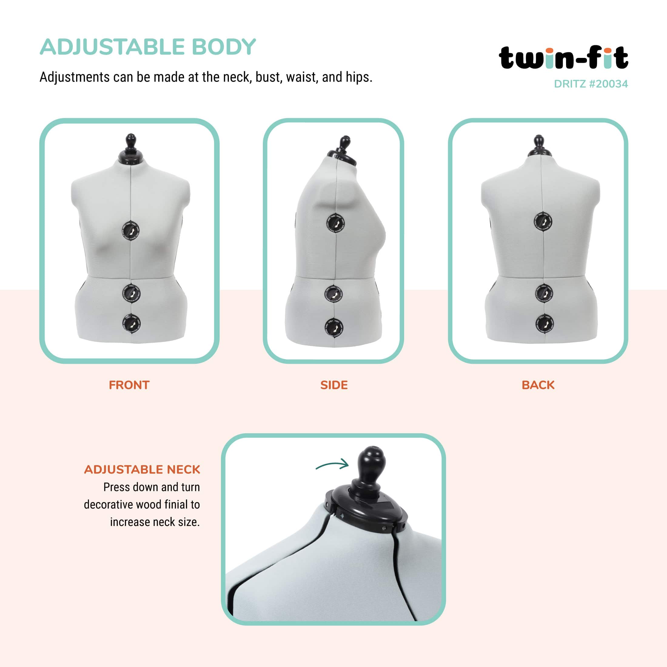 Dritz® Twin-Fit Full Figure Dress Form with Adjustable Tri-Pod Stand