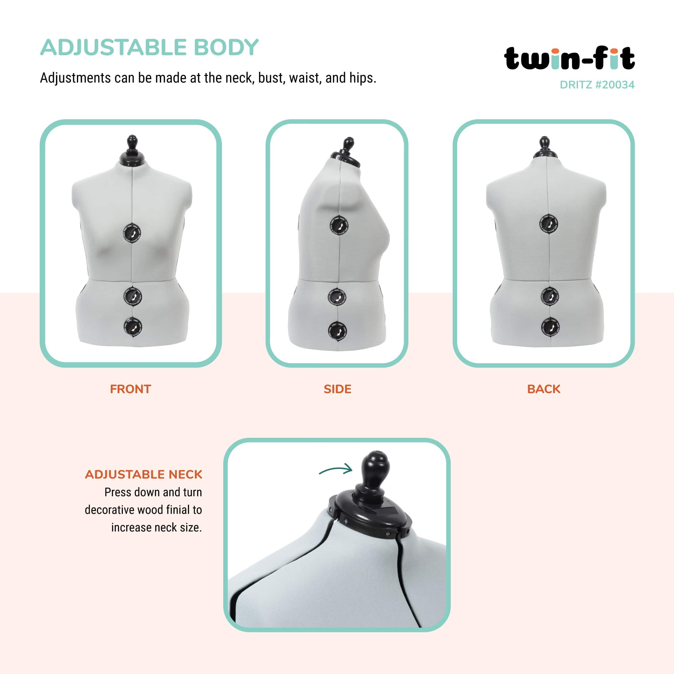 Dritz&#xAE; Twin-Fit Full Figure Dress Form with Adjustable Tri-Pod Stand