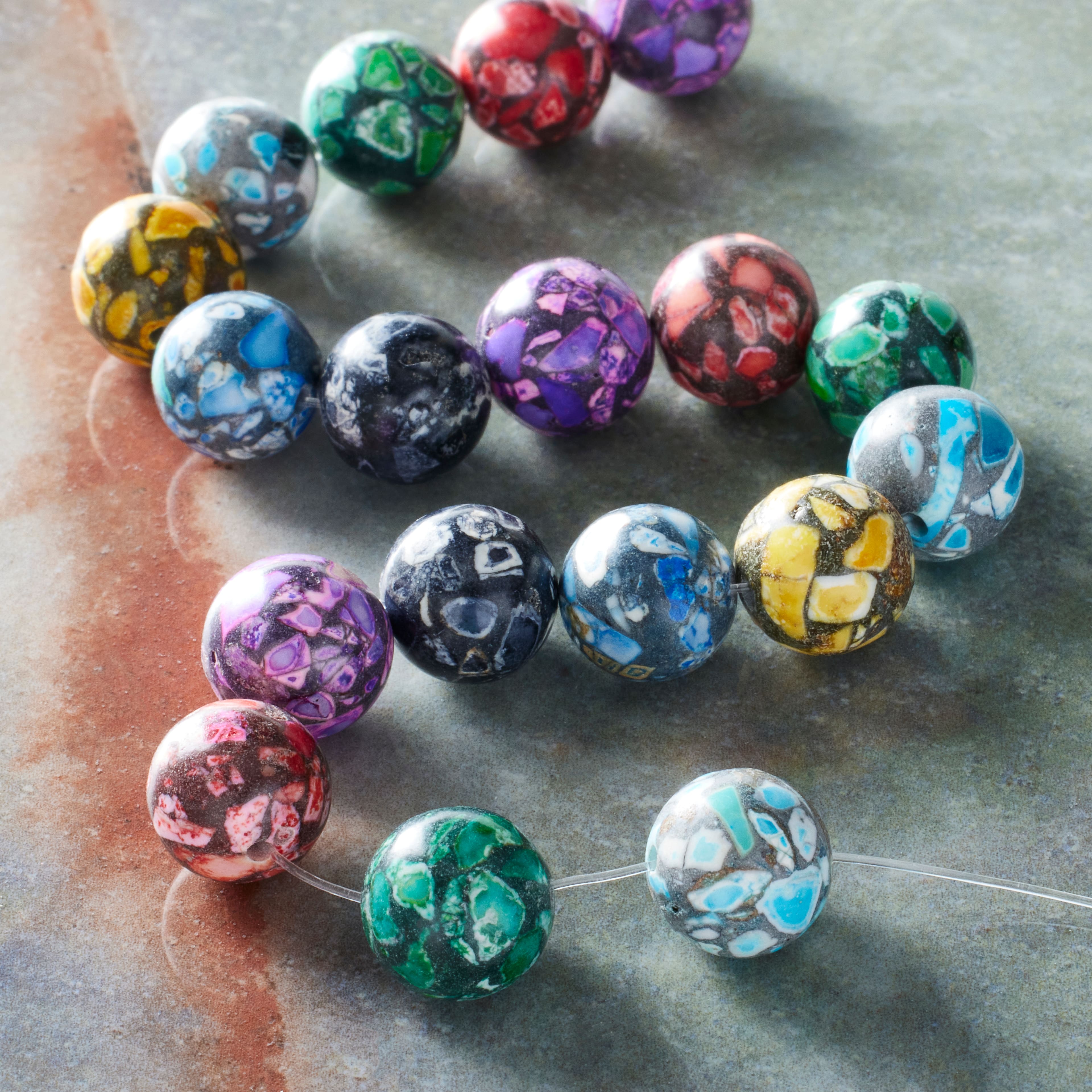 12 Pack: Multicolor Howlite Round Beads, 10mm by Bead Landing™