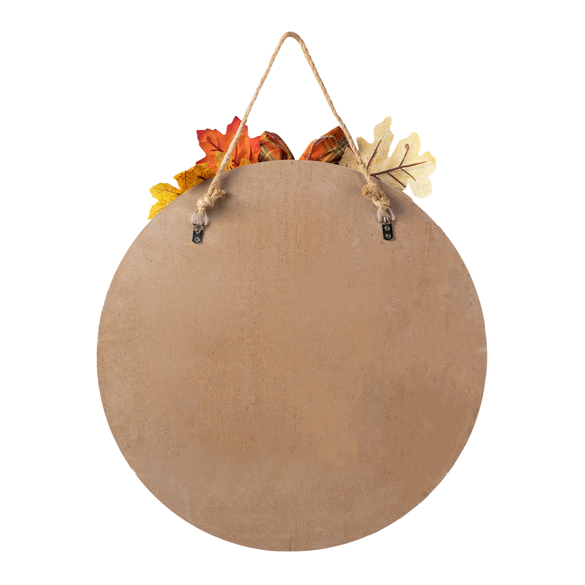 Glitzhome® 15" Fall Wood Round Word Sign Door Hanger