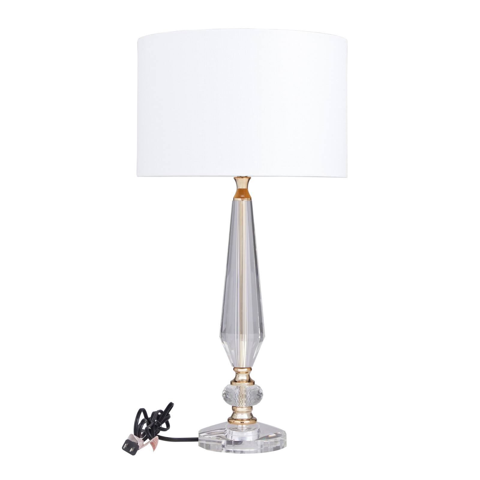 White Linen Traditional Buffet Lamp, 27" x 14" x 14"