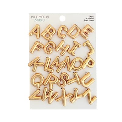 Blue Moon Studio™ Gold-Colored Alphabet Balloon Charm Set