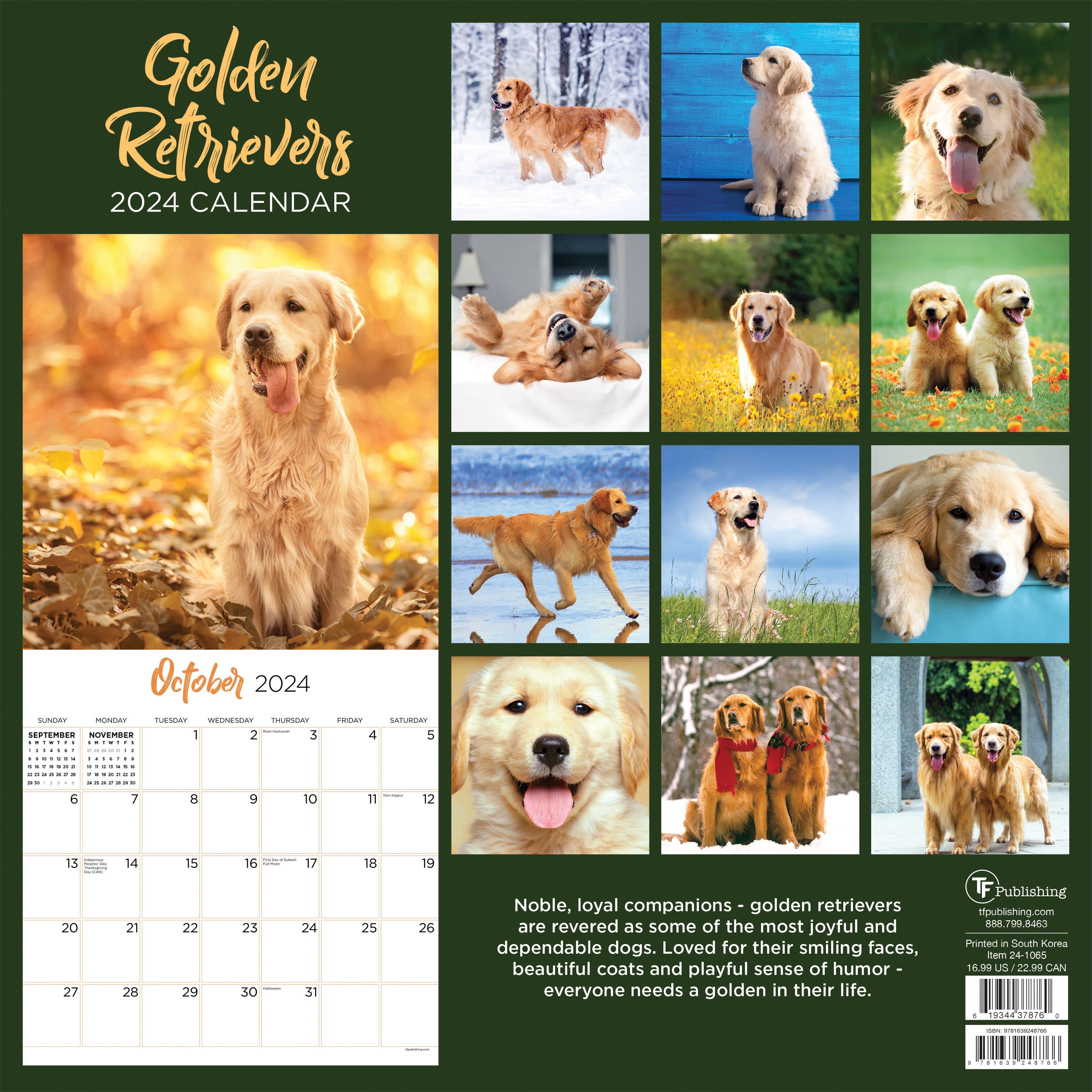 TF Publishing 2024 Golden Retrievers Wall Calendar