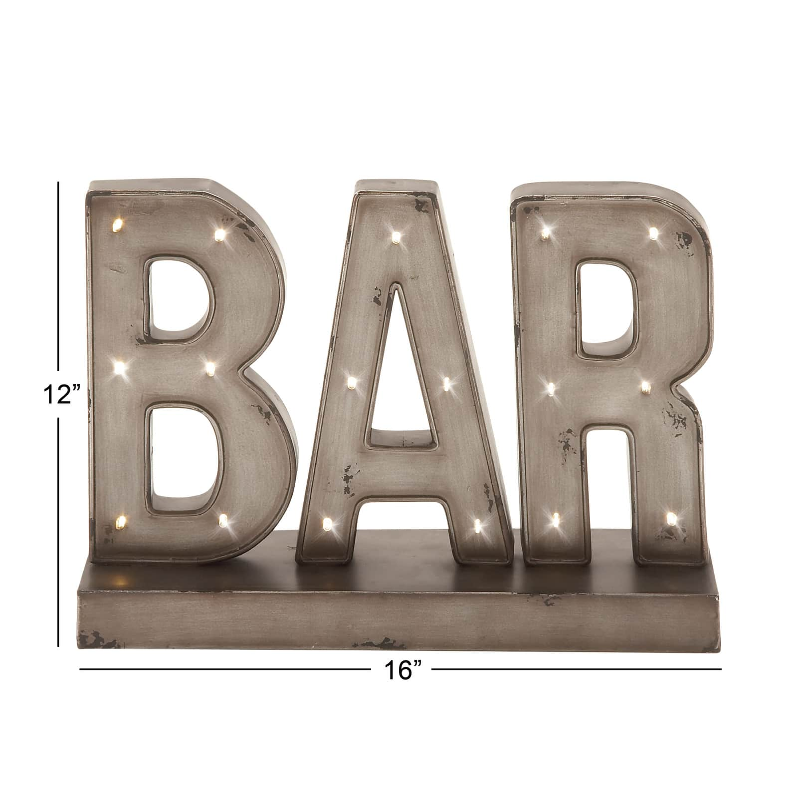 The Novogratz 16&#x27;&#x27; Brown Tin Industrial BAR Sign