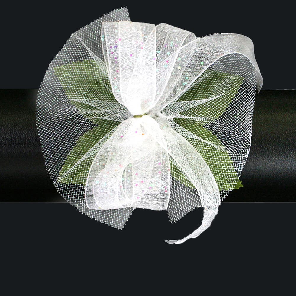 JAM Paper White Corsage Wristlet with Iridescent Sparkles