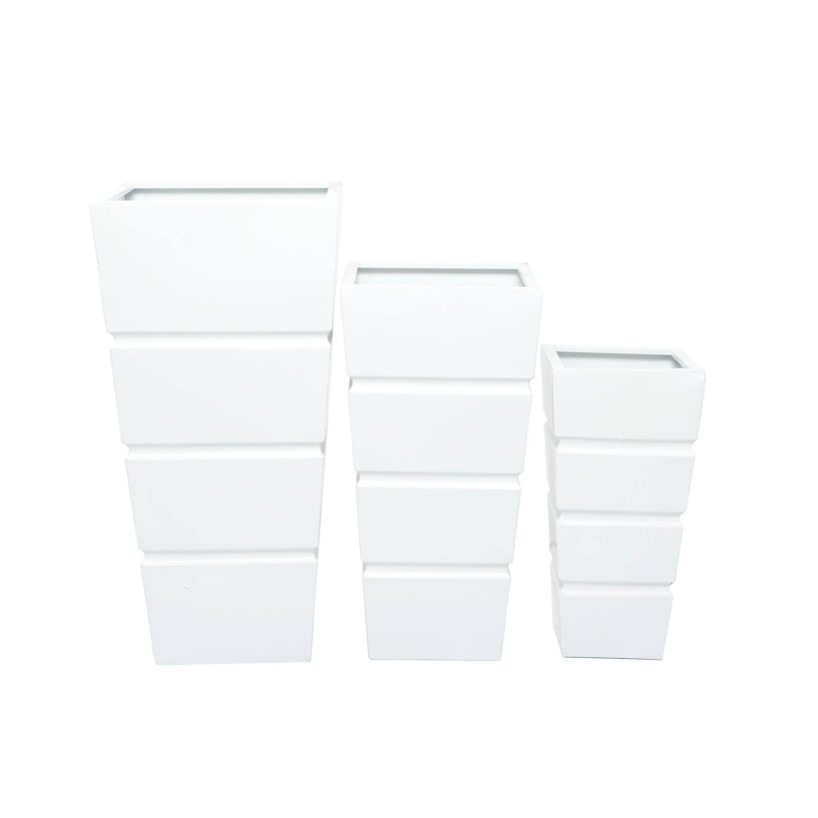 White Modern Planter, Set of 3" 13", 10", 15"