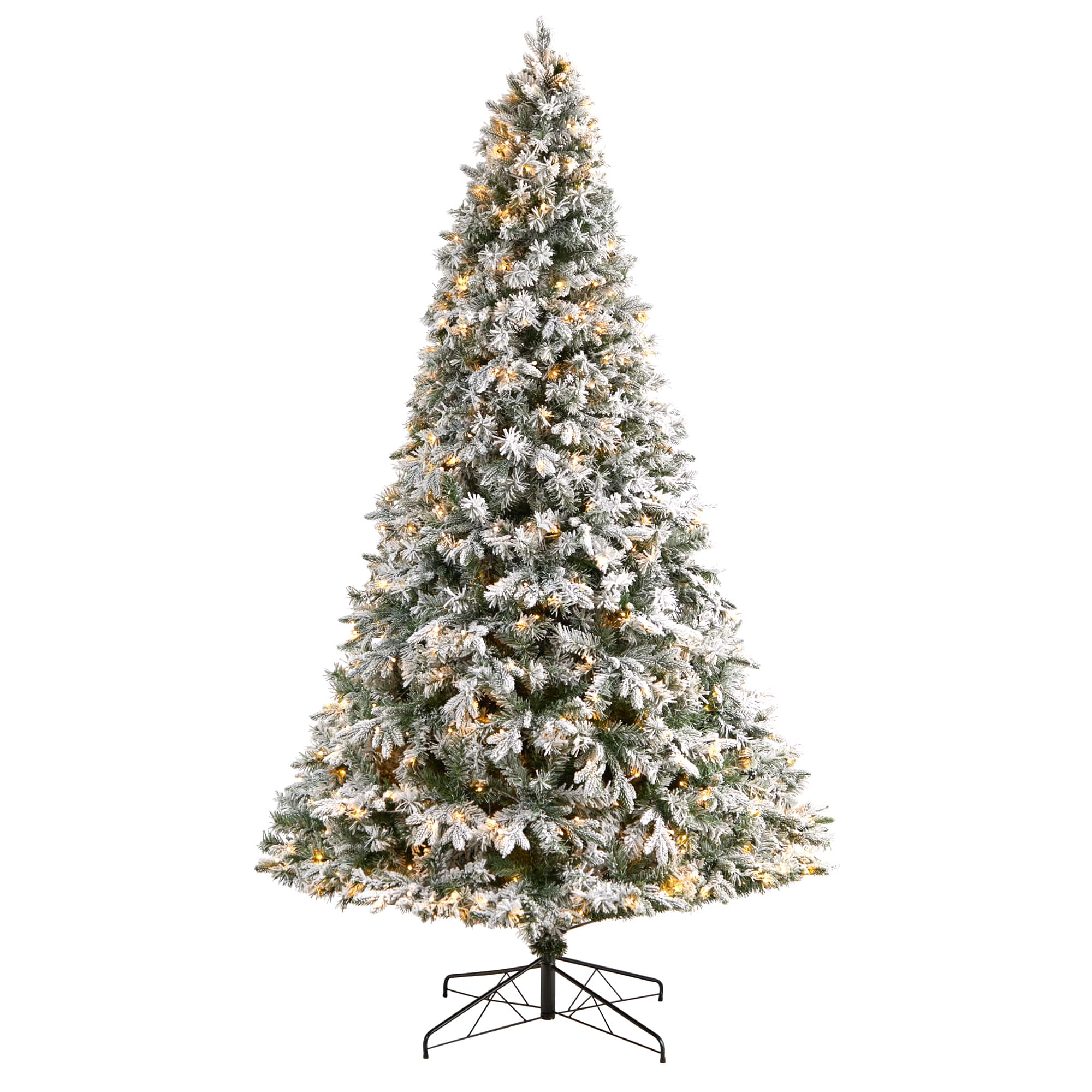 9ft. Pre-Lit Flocked Vermont Mixed Pine Artificial Christmas Tree, Clear LED Lights