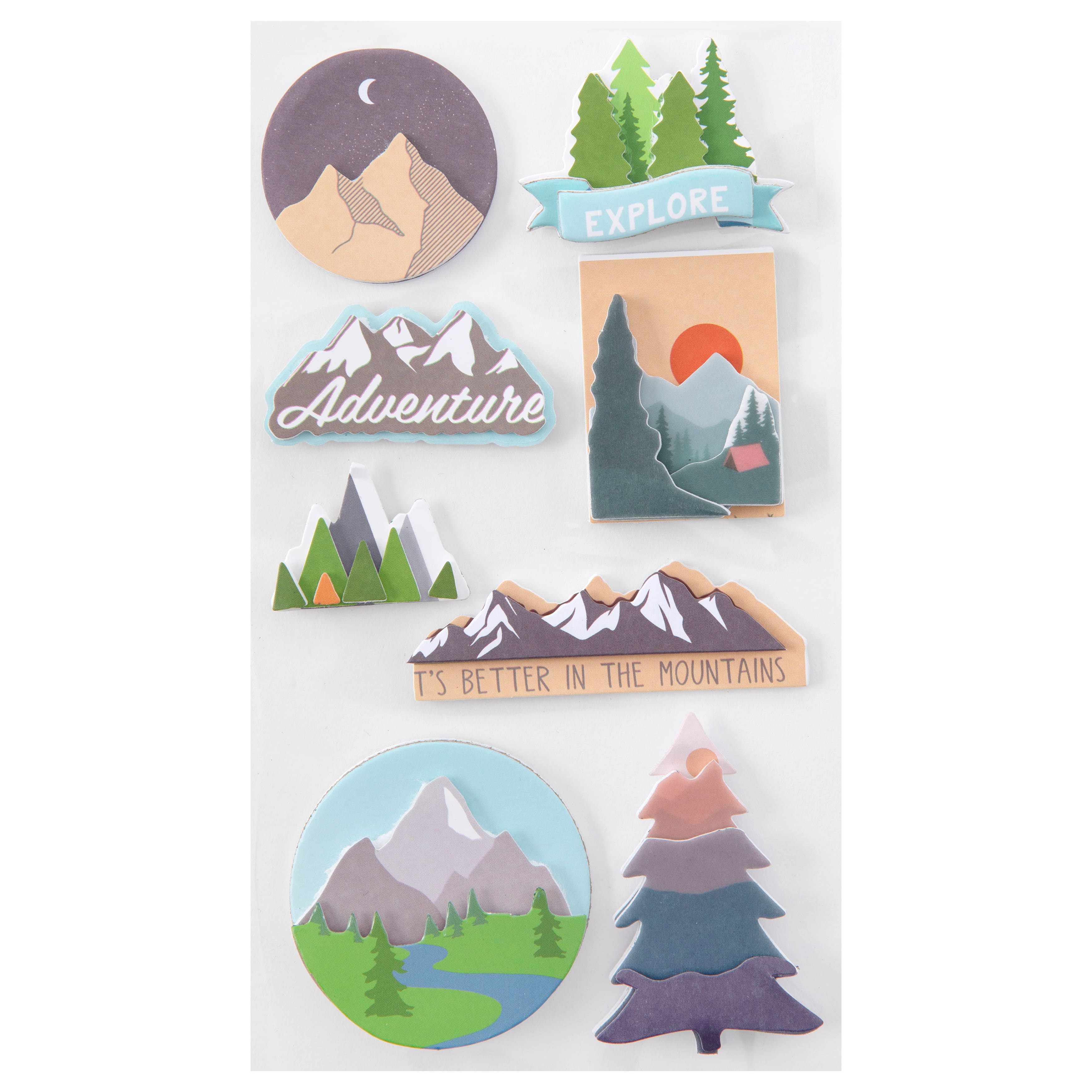 12 Pack: Mountains Dimensional Stickers by Recollections™