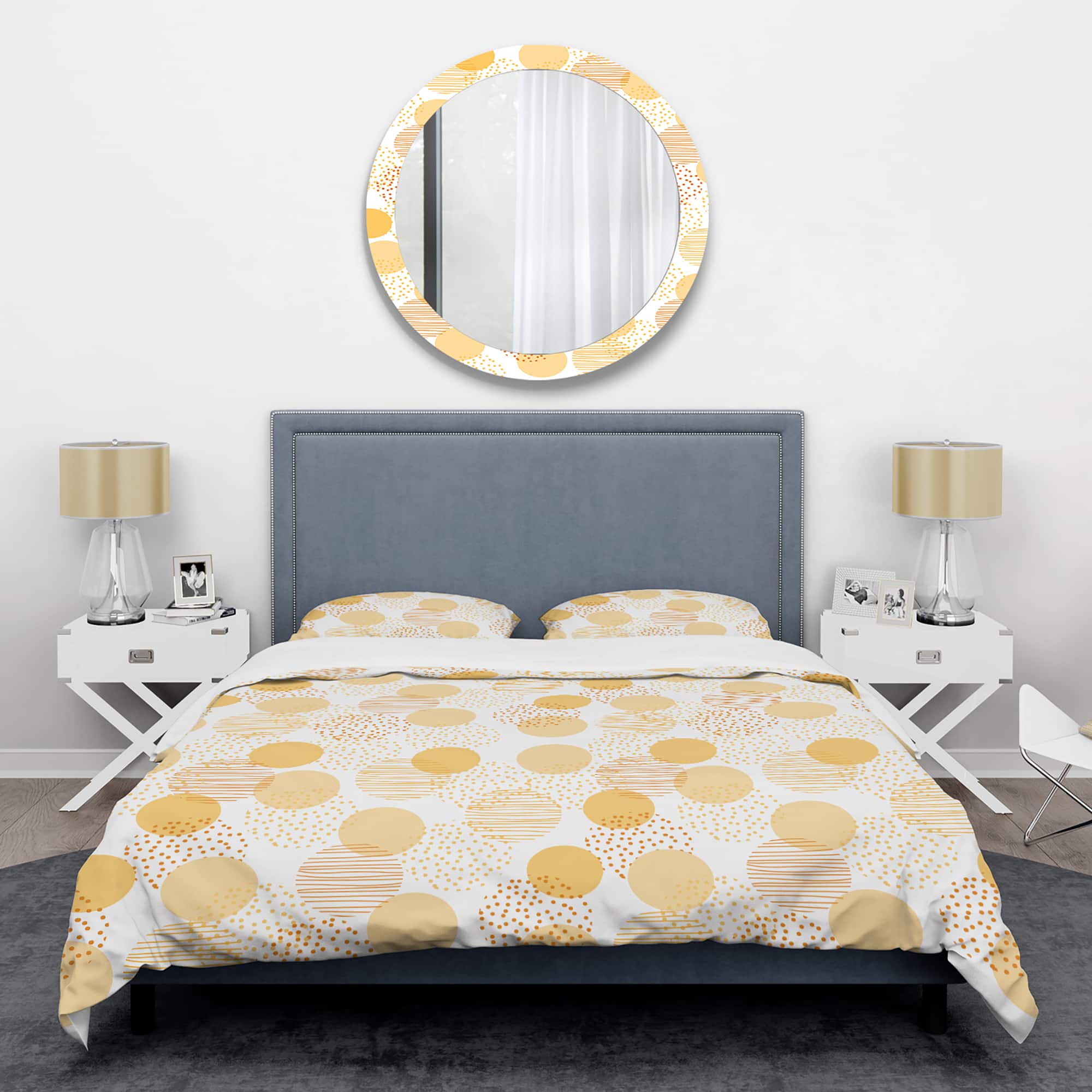 Designart &#x27;Circular Abstract Retro Geometric IX&#x27; Mid-Century Duvet Cover Set