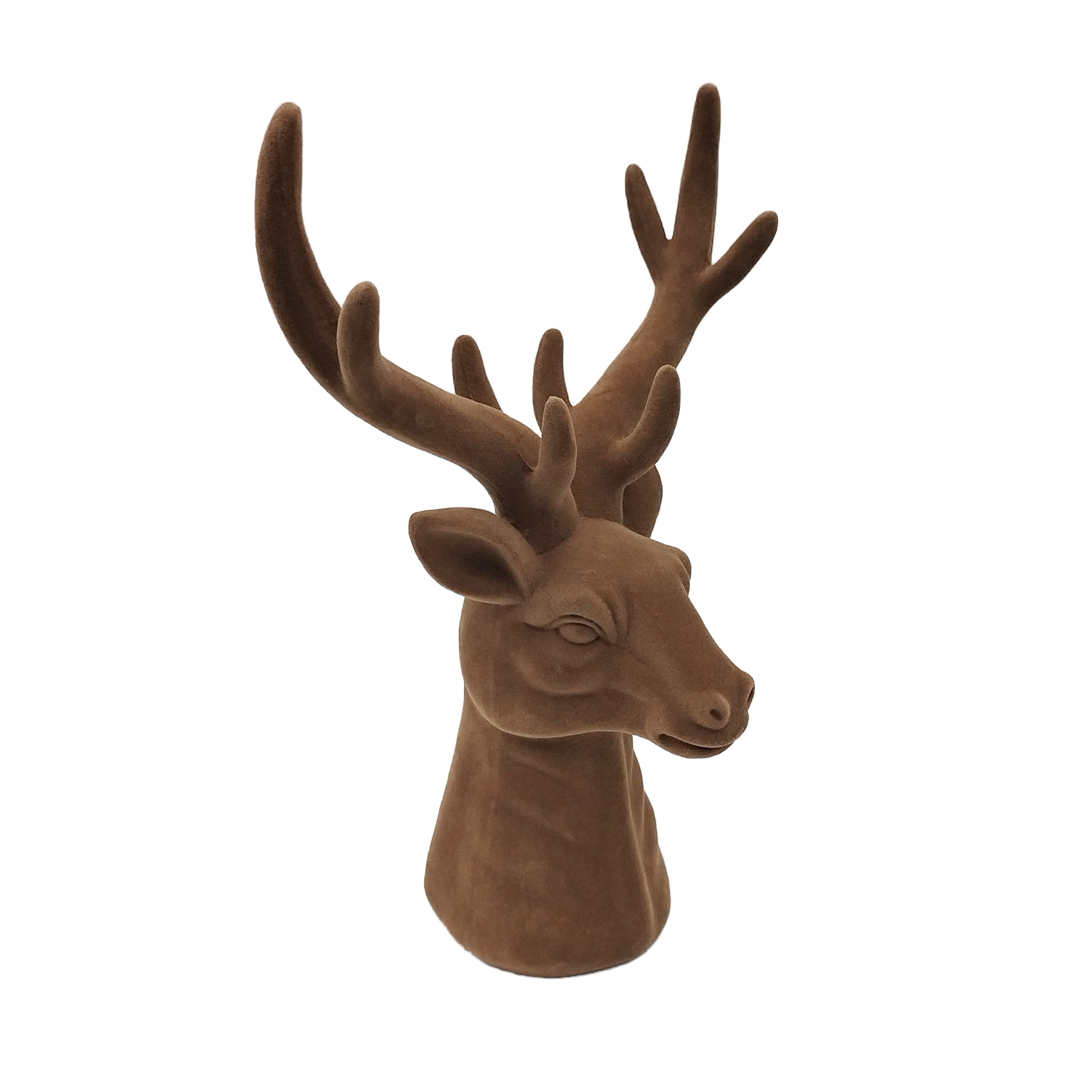 11&#x22; Brown Flocked Reindeer Head by Ashland&#xAE;
